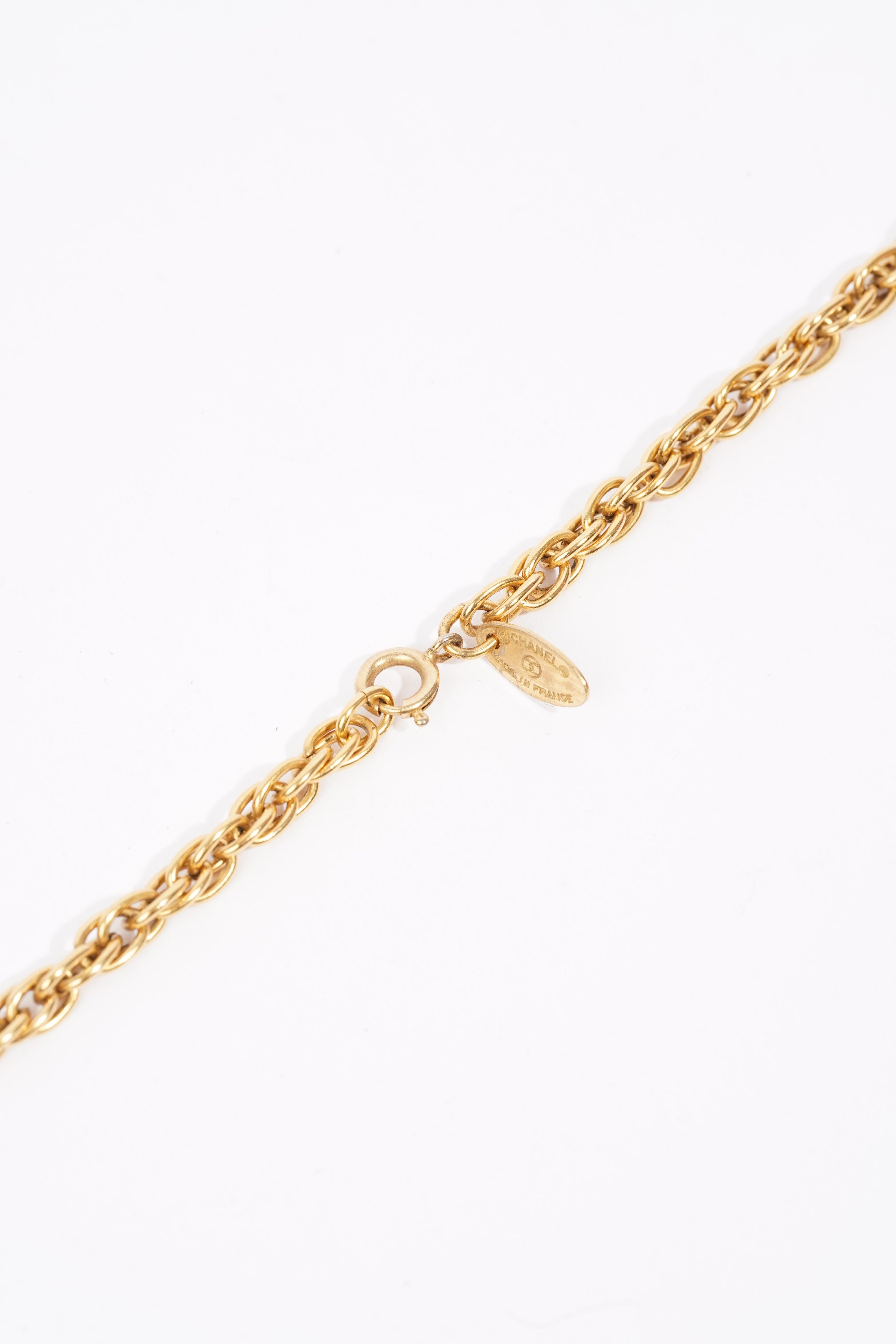 Chanel Logo Ball Necklace Gold Base Metal