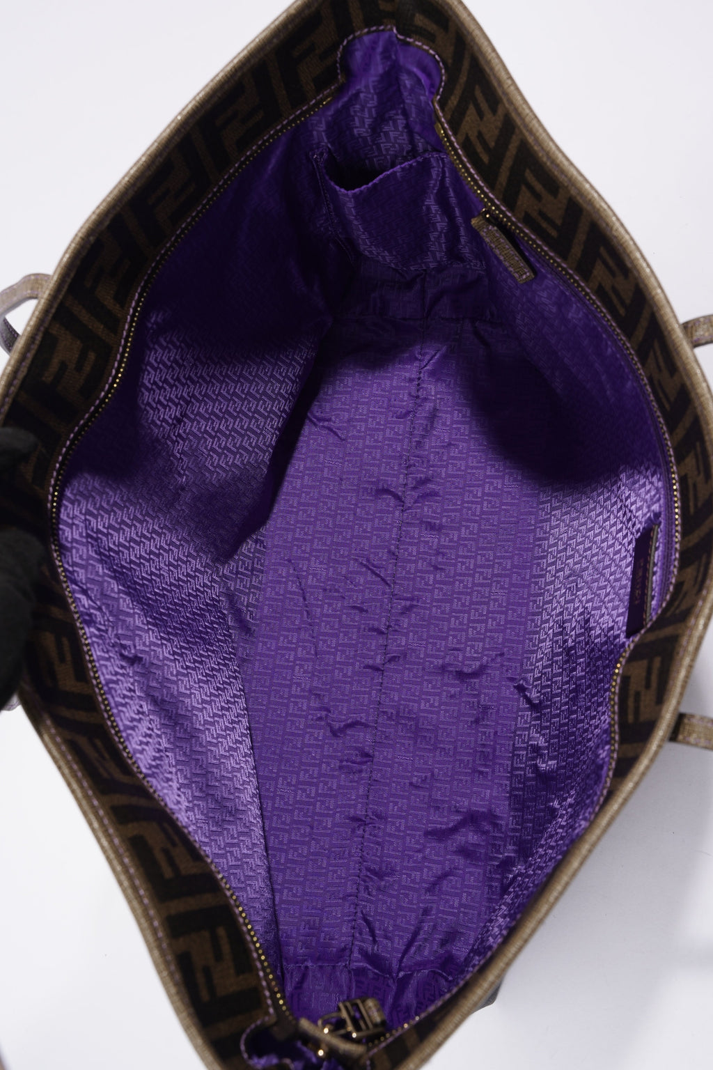 Fendi Zipped Tote Bag Zucca Print / Purple Canvas