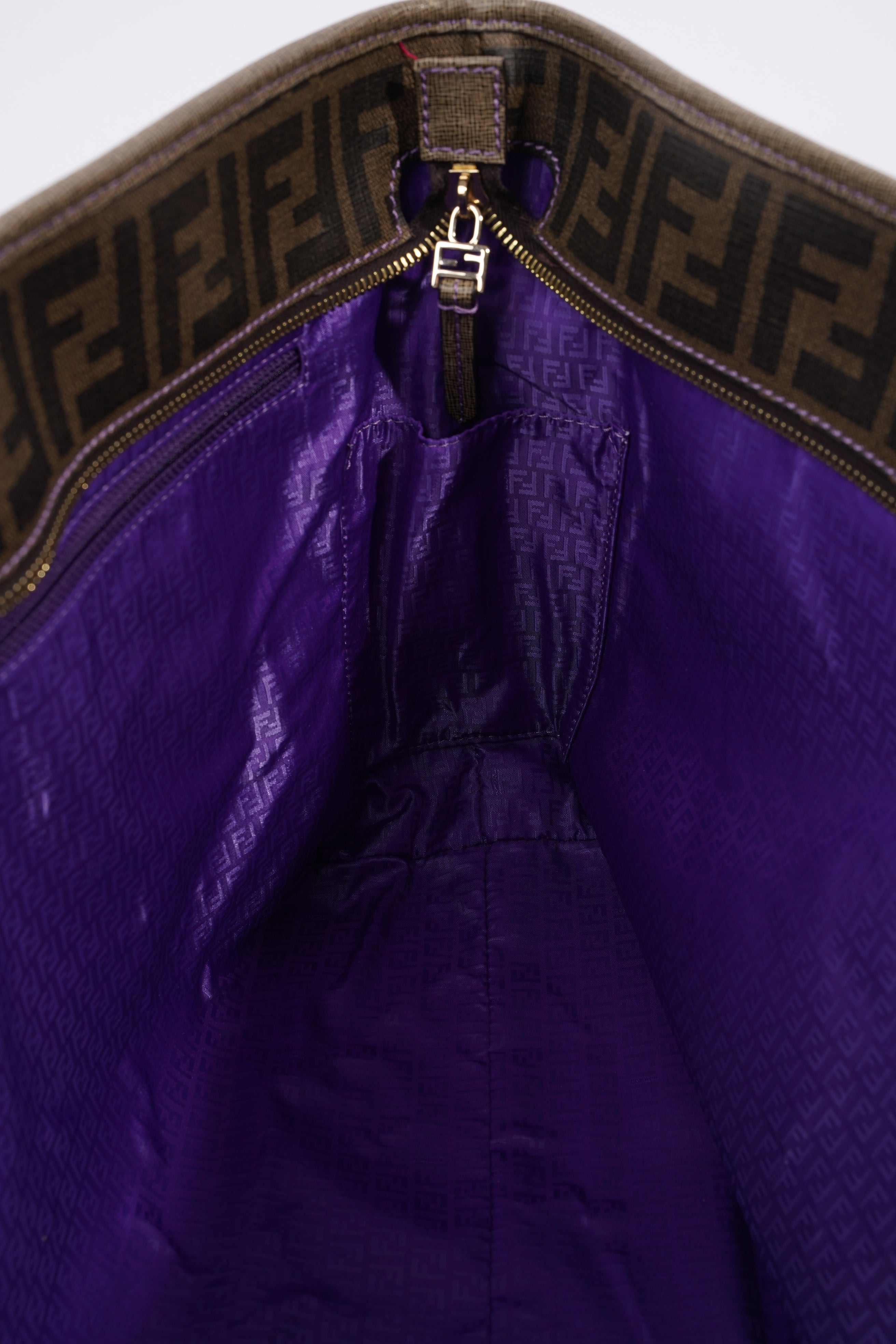 Fendi Zipped Tote Bag Zucca Print / Purple Canvas