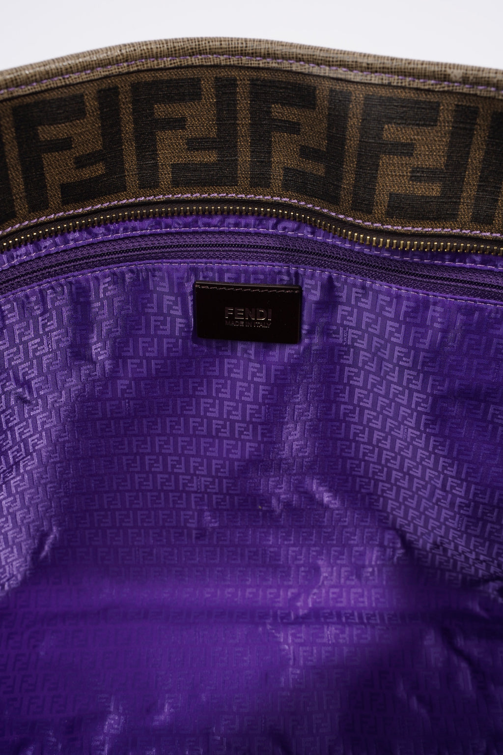 Fendi Zipped Tote Bag Zucca Print / Purple Canvas