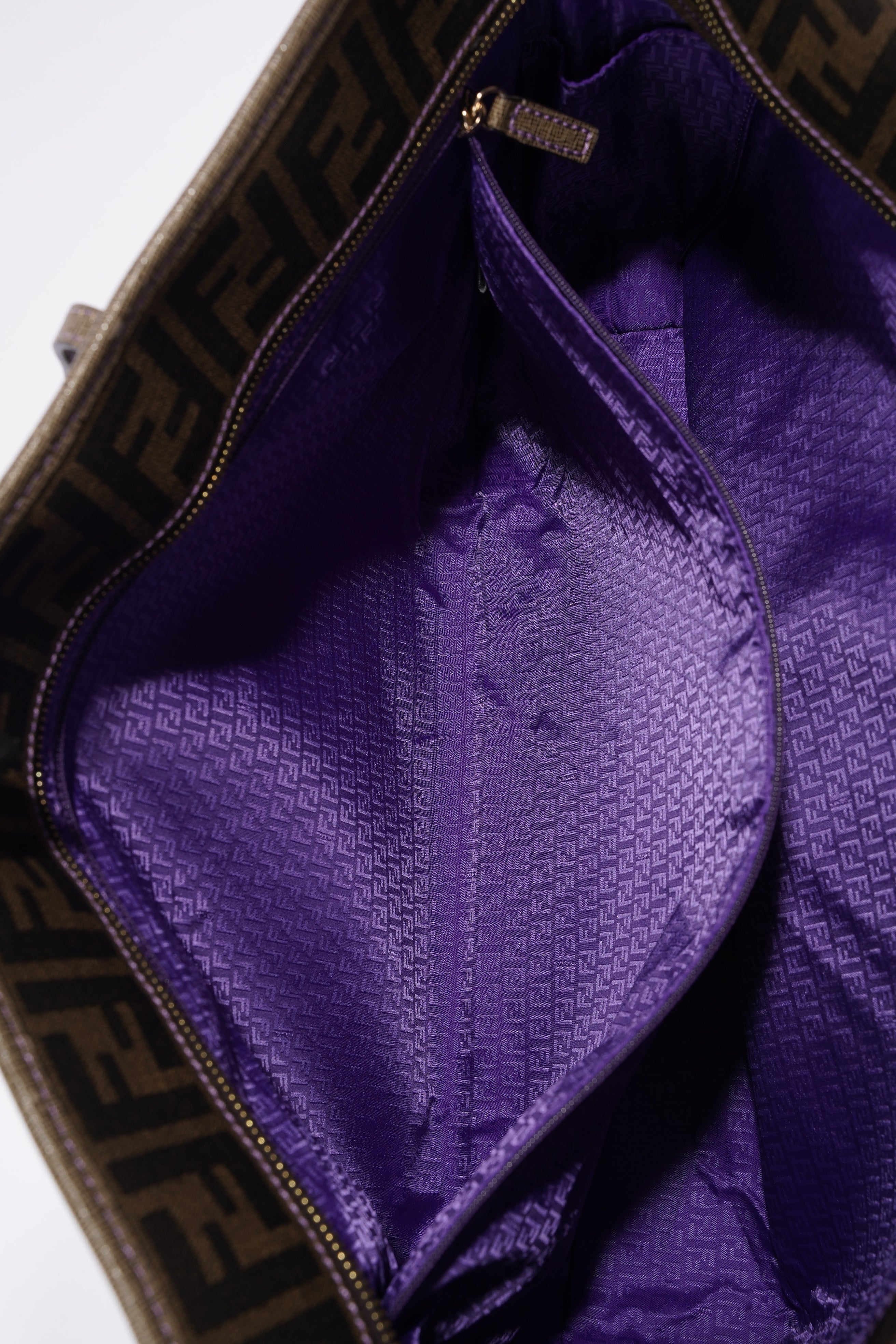 Fendi Zipped Tote Bag Zucca Print / Purple Canvas