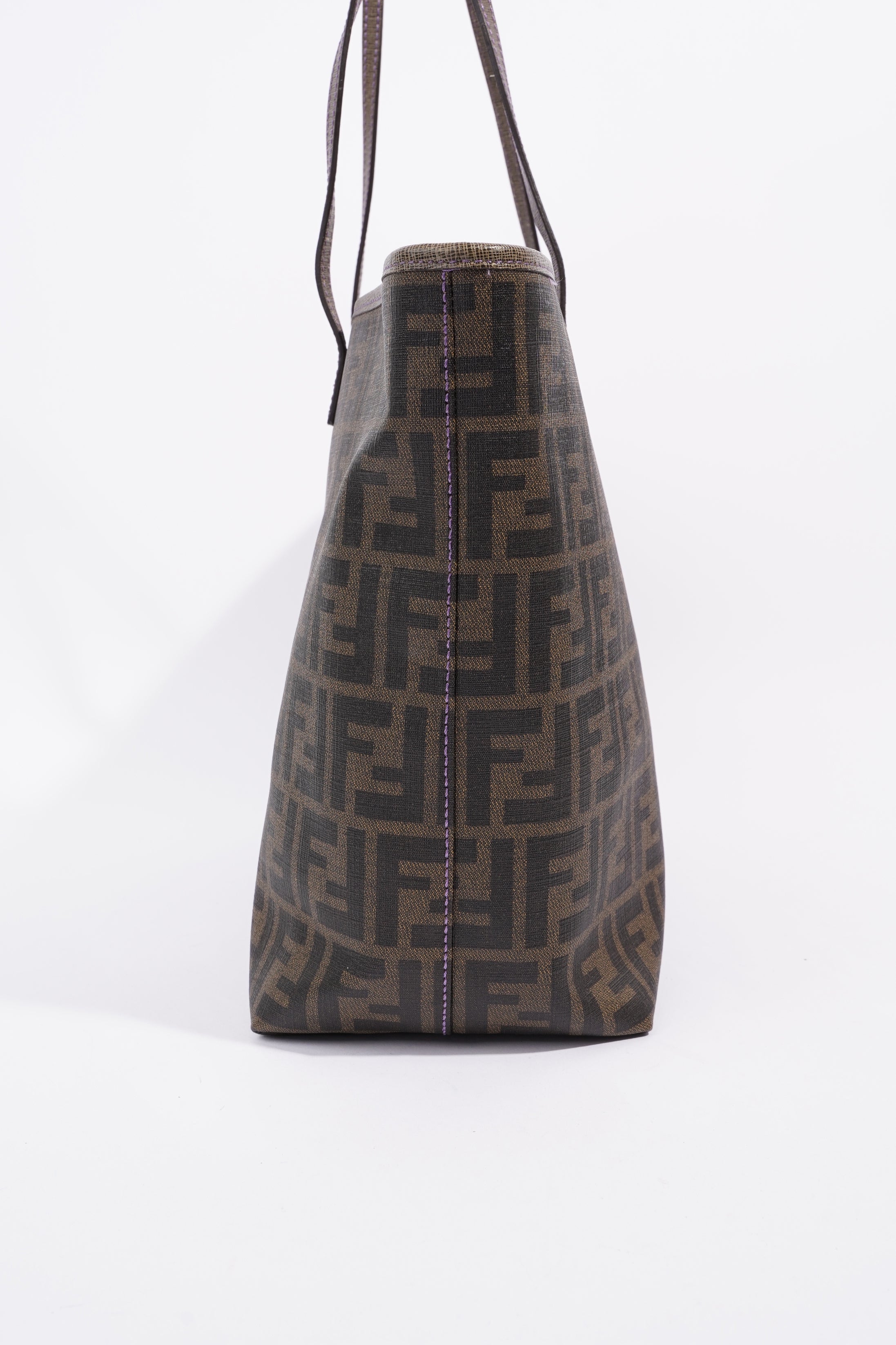 Fendi Zipped Tote Bag Zucca Print / Purple Canvas