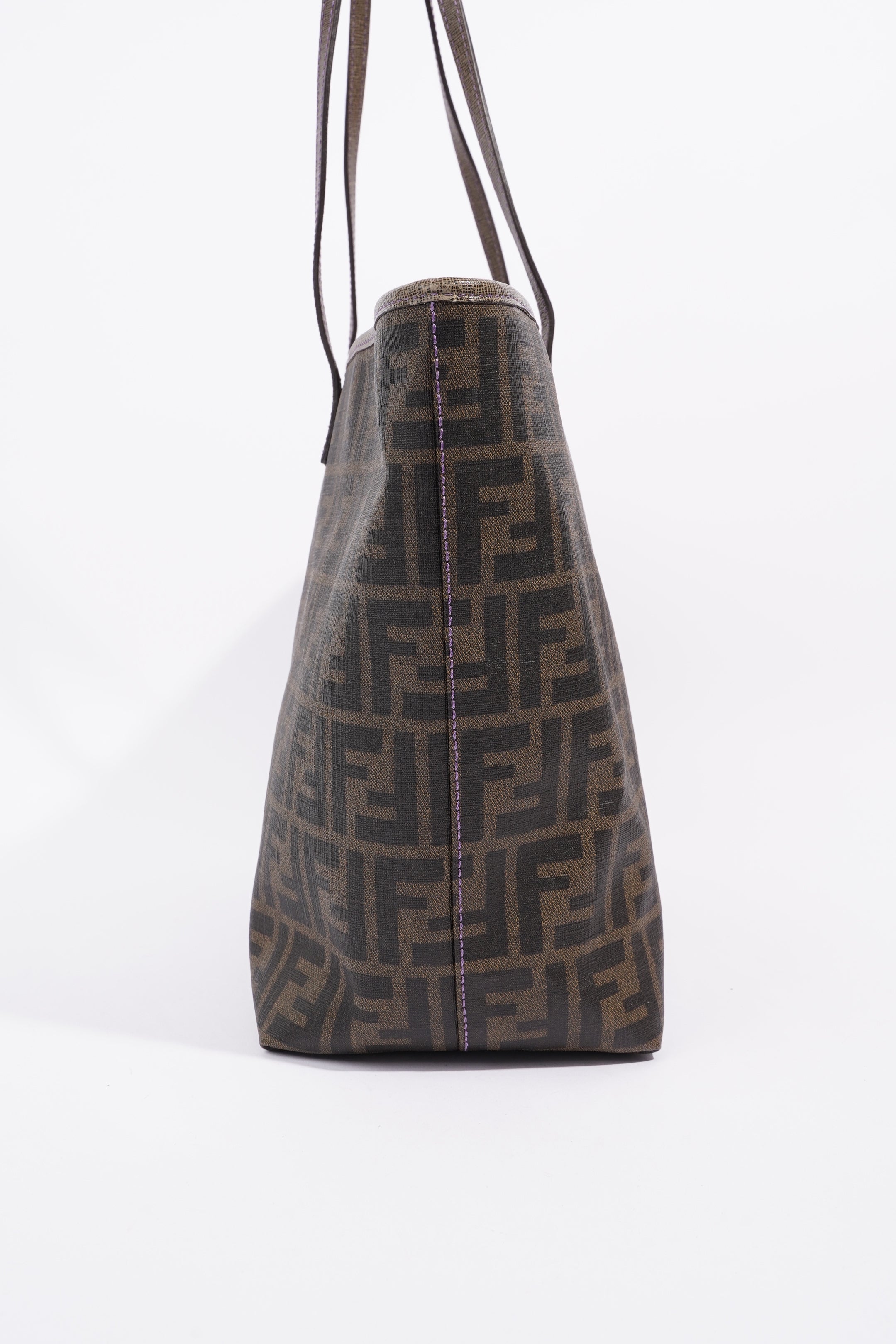 Fendi Zipped Tote Bag Zucca Print / Purple Canvas