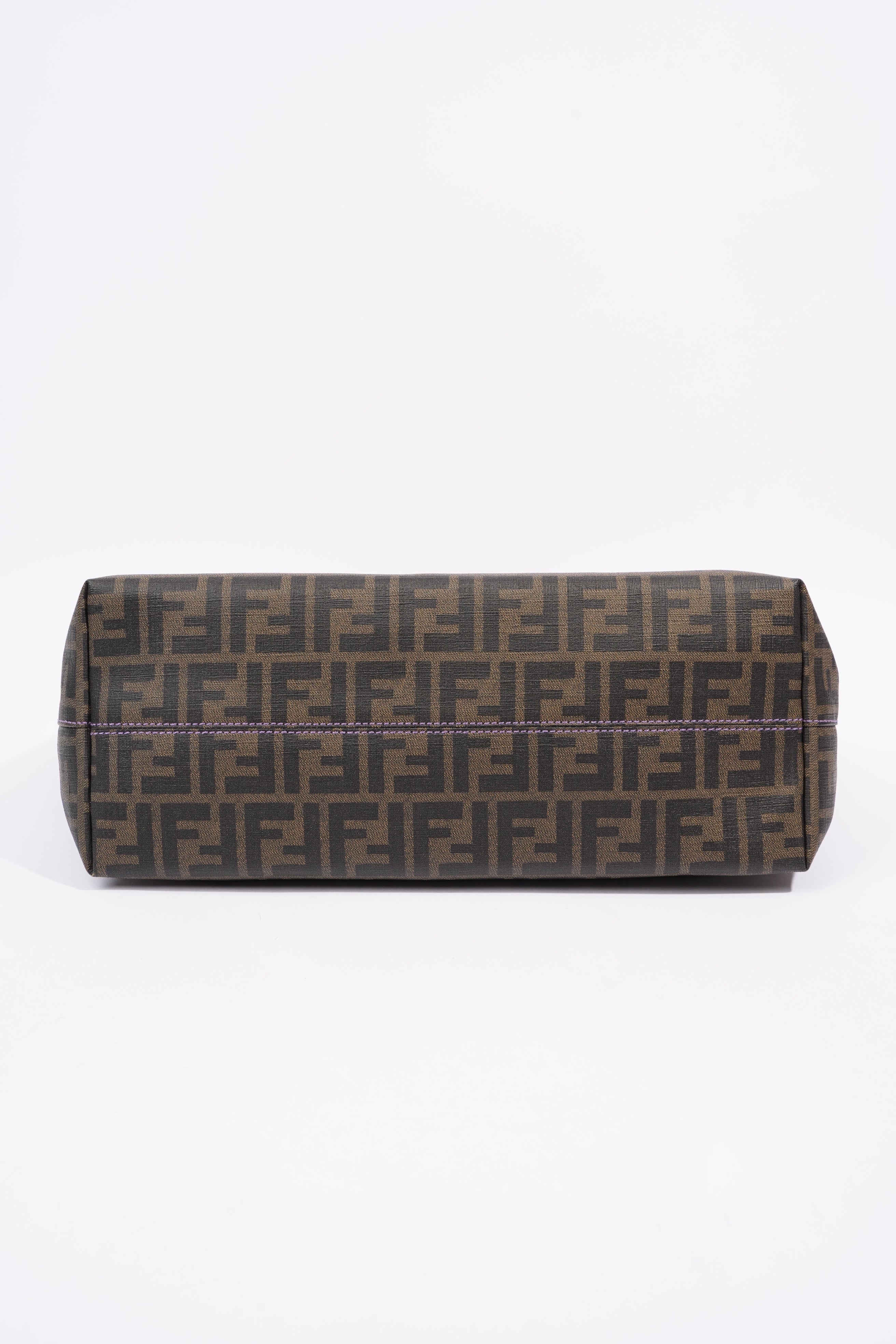 Fendi Zipped Tote Bag Zucca Print / Purple Canvas