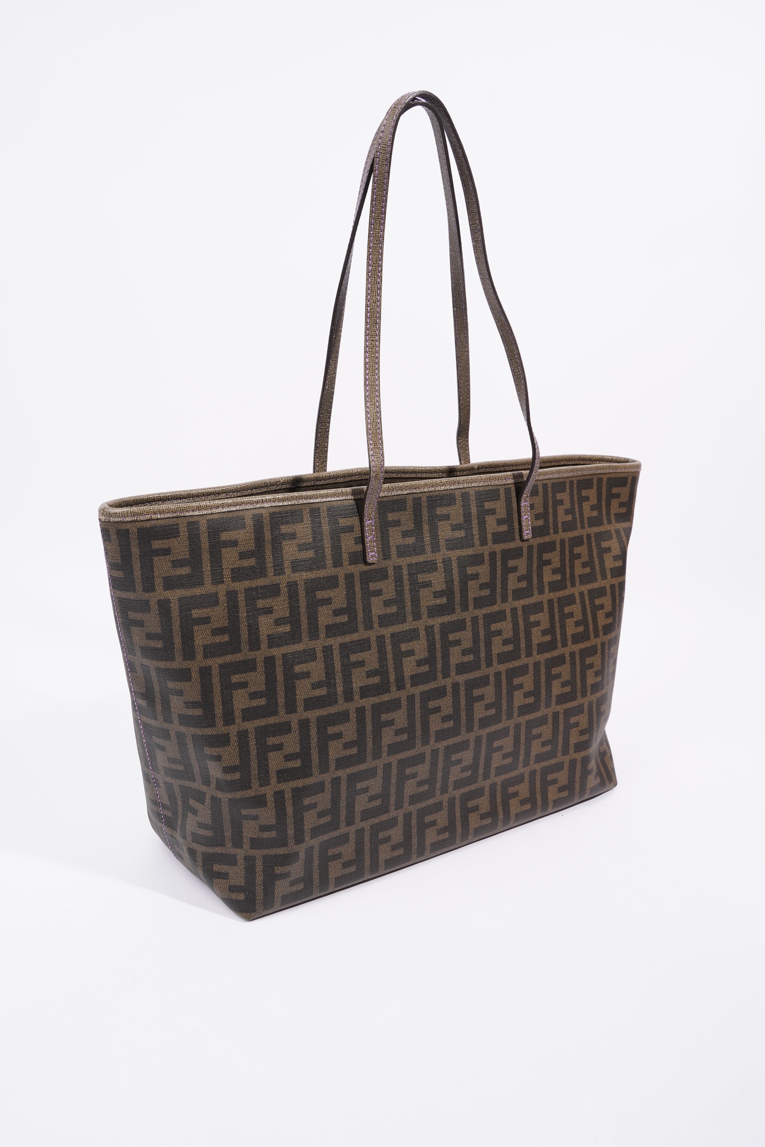 Fendi Zipped Tote Bag Zucca Print / Purple Canvas