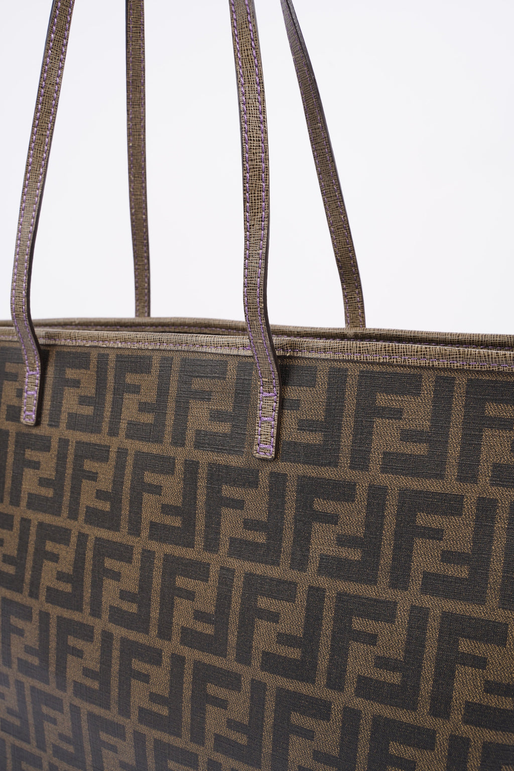 Fendi Zipped Tote Bag Zucca Print / Purple Canvas