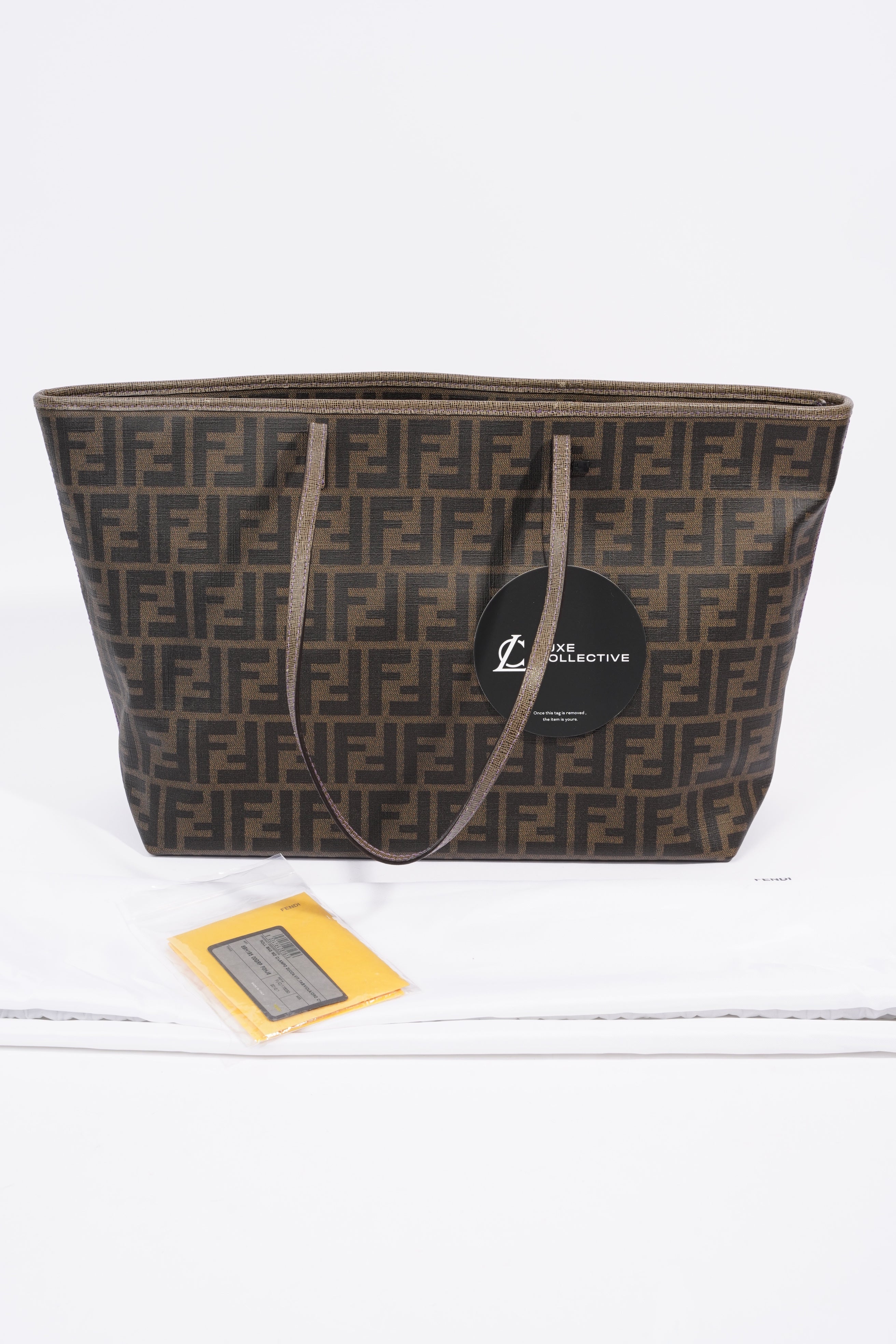 Fendi Zipped Tote Bag Zucca Print / Purple Canvas
