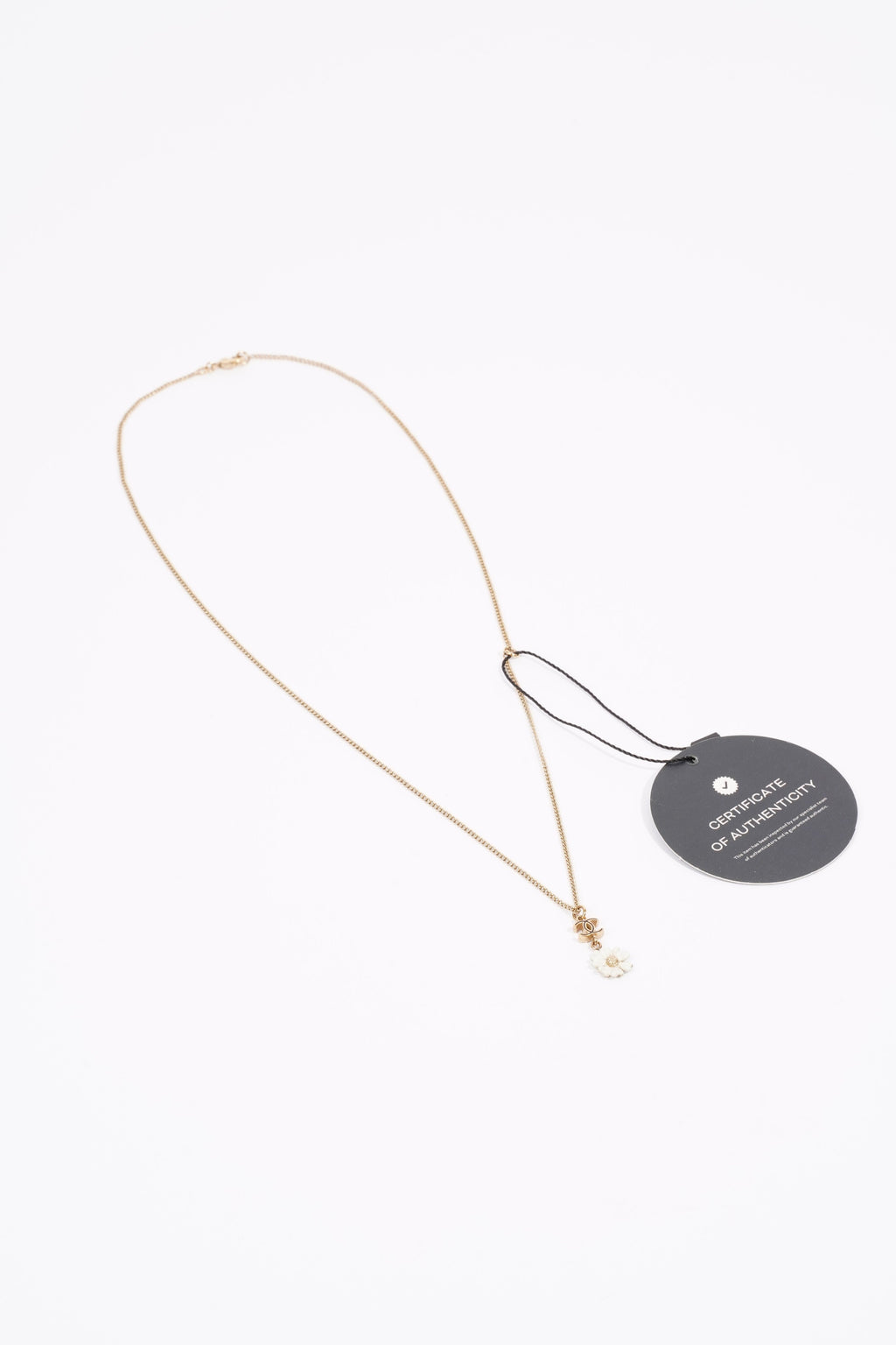 Chanel Logo Flower Necklace Gold / White Base Metal