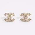 Chanel Logo Earrings Silver / Diamante Base Metal