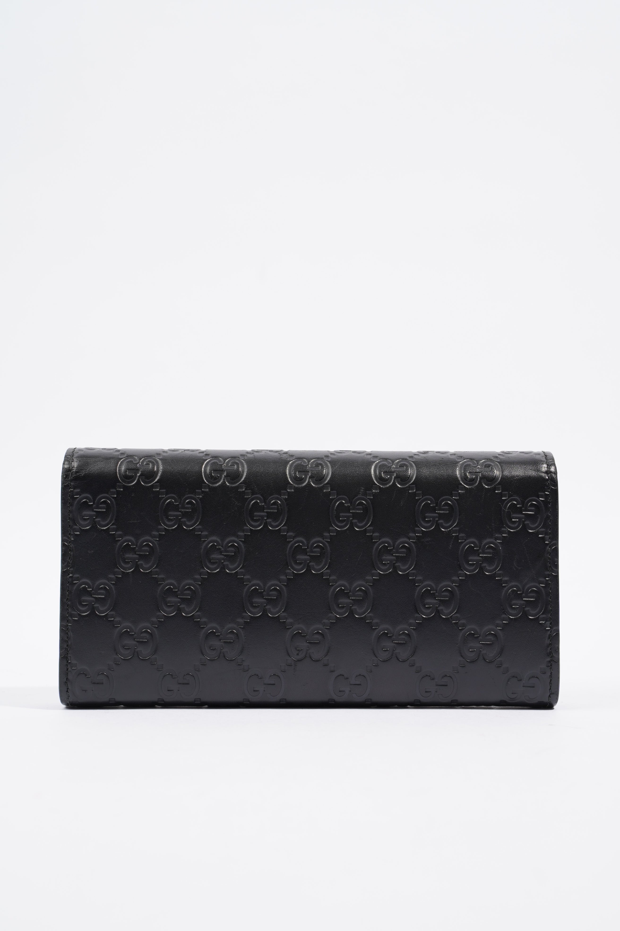 Gucci Guccissima Bow Wallet Black Leather