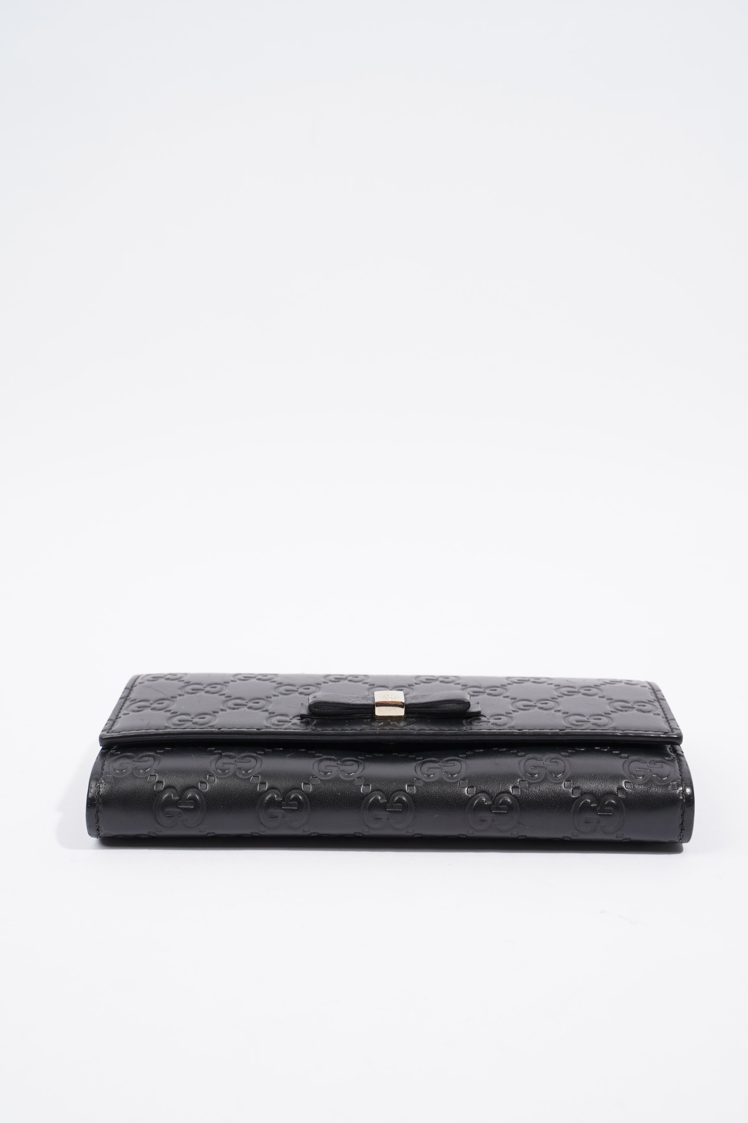Gucci Guccissima Bow Wallet Black Leather