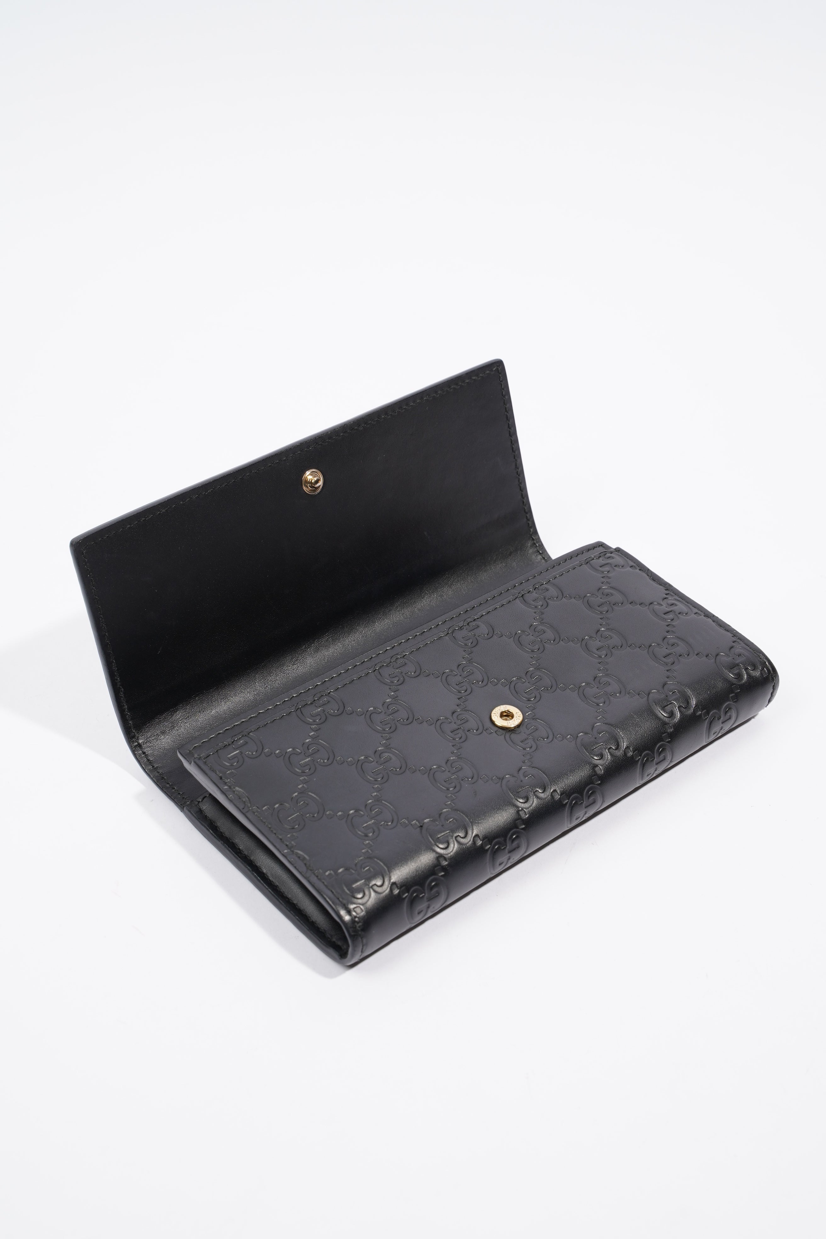 Gucci Guccissima Bow Wallet Black Leather