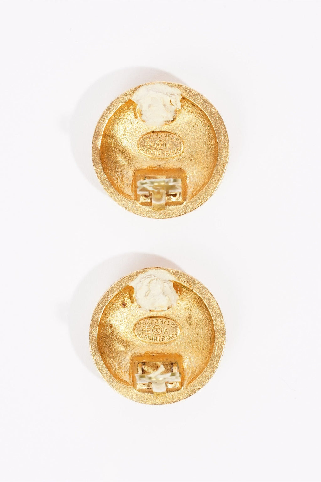 Chanel Round Logo Earrings Gold Gold Plated