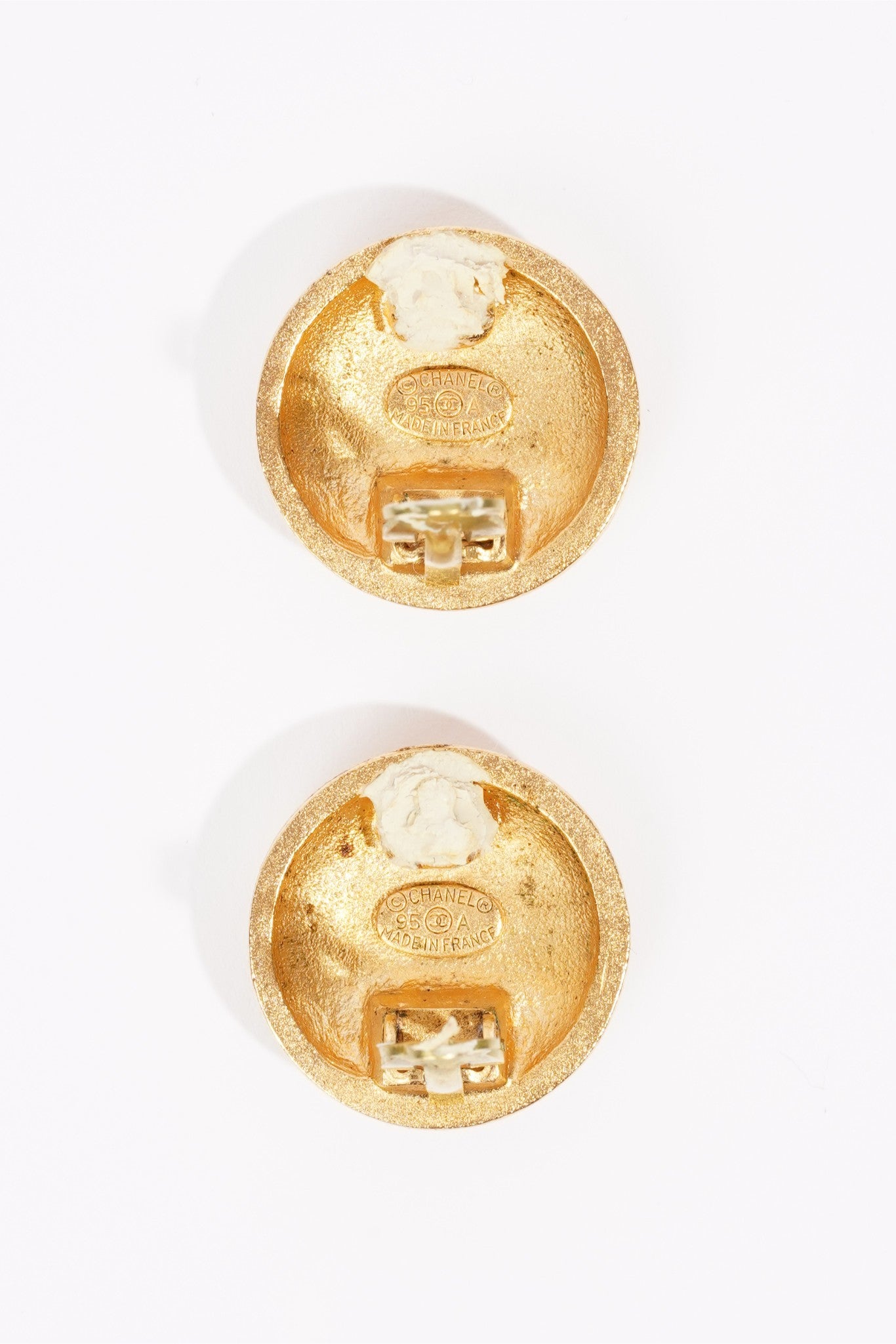 Chanel Round Logo Earrings Gold Gold Plated