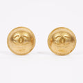 Chanel Smooth Round Logo Earrings Gold Gold Plated
