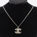 Chanel Double Logo Necklace Silver / Diamante Base Metal