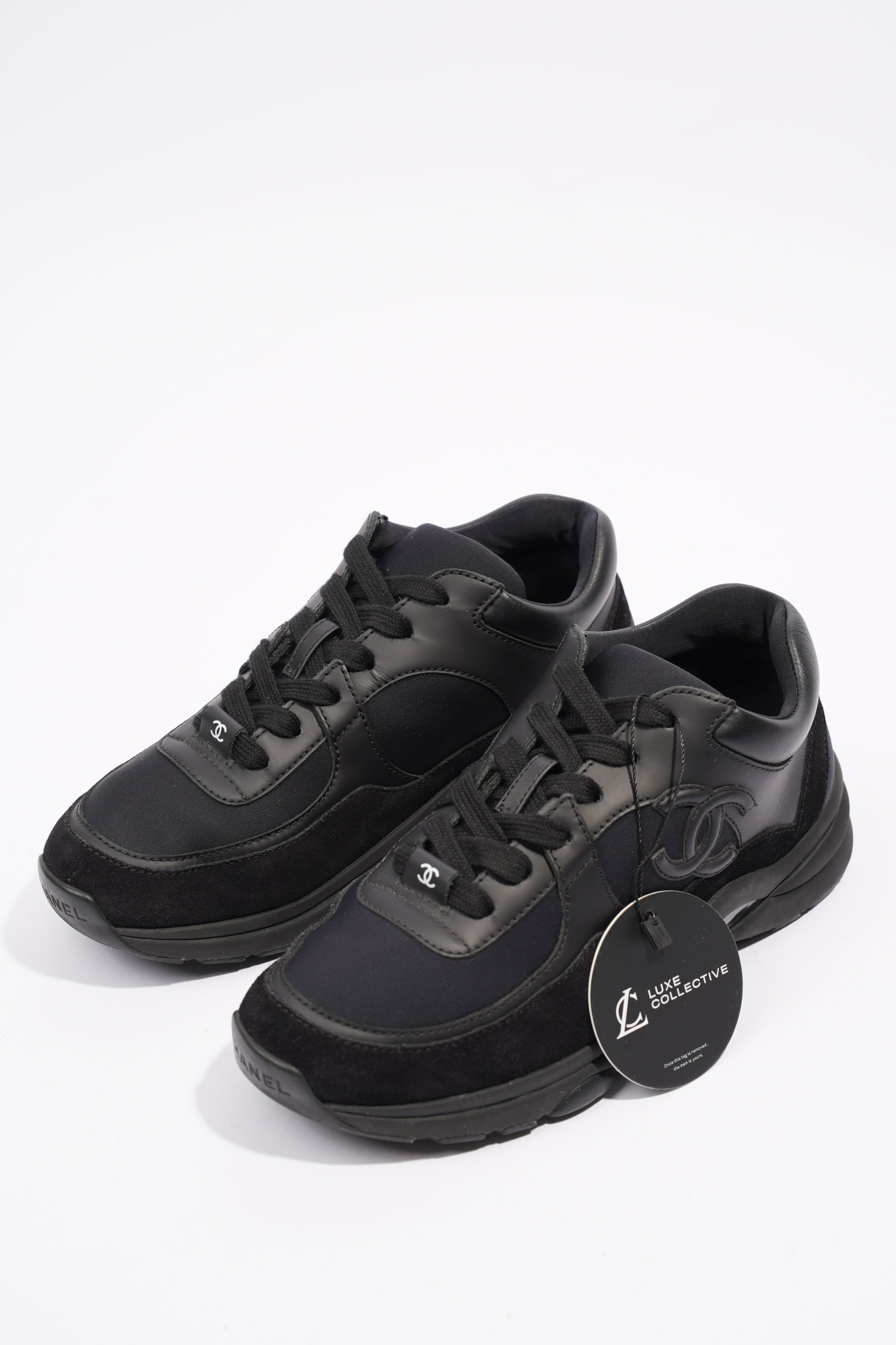 Chanel CC Logo Sneakers Black Suede 36