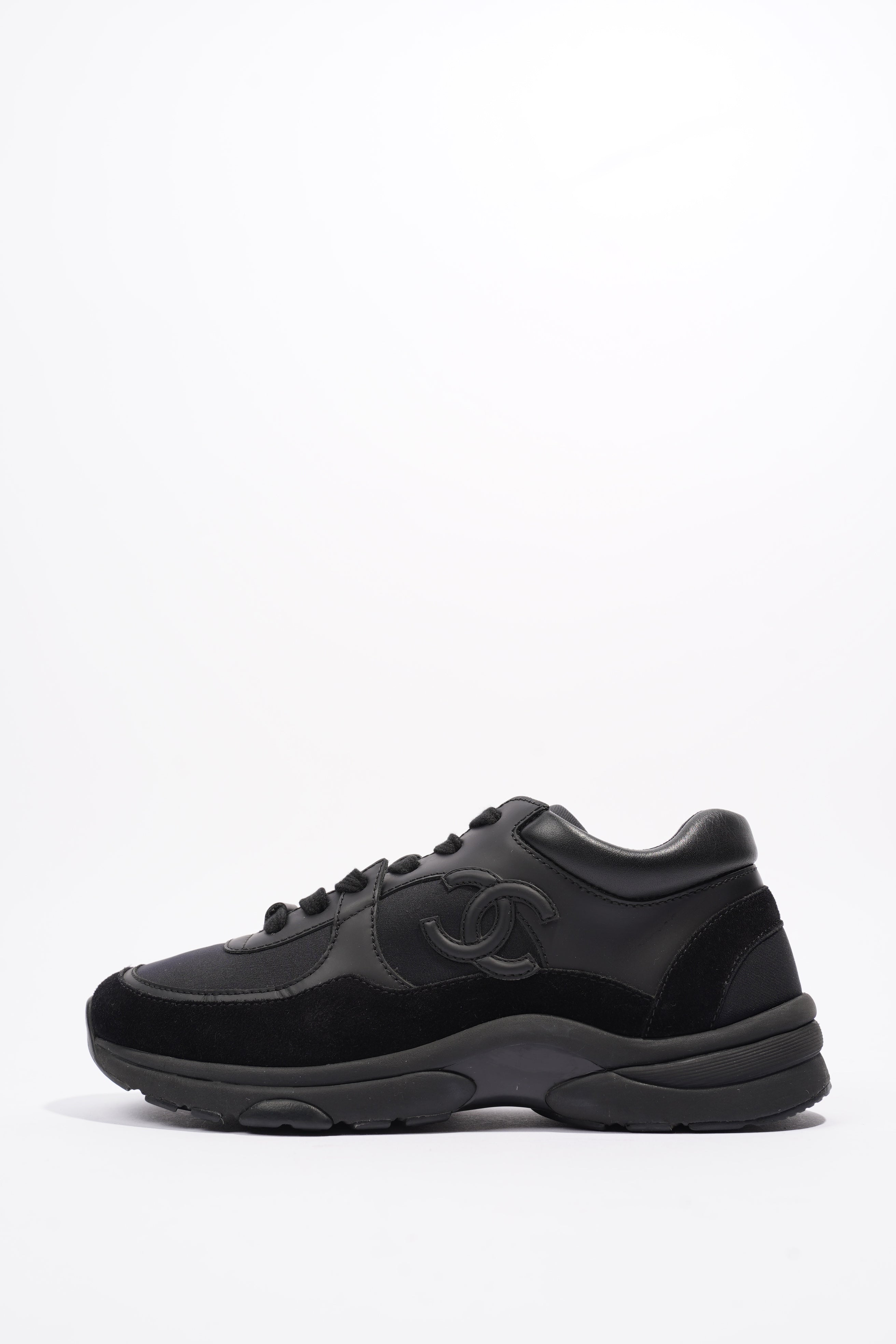 Chanel CC Logo Sneakers Black Suede 36