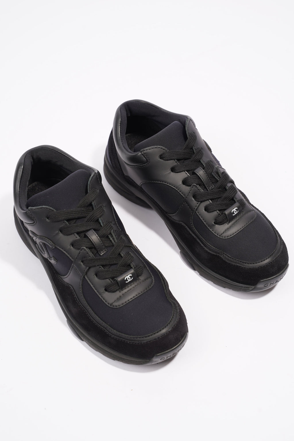 Chanel CC Logo Sneakers Black Suede 36