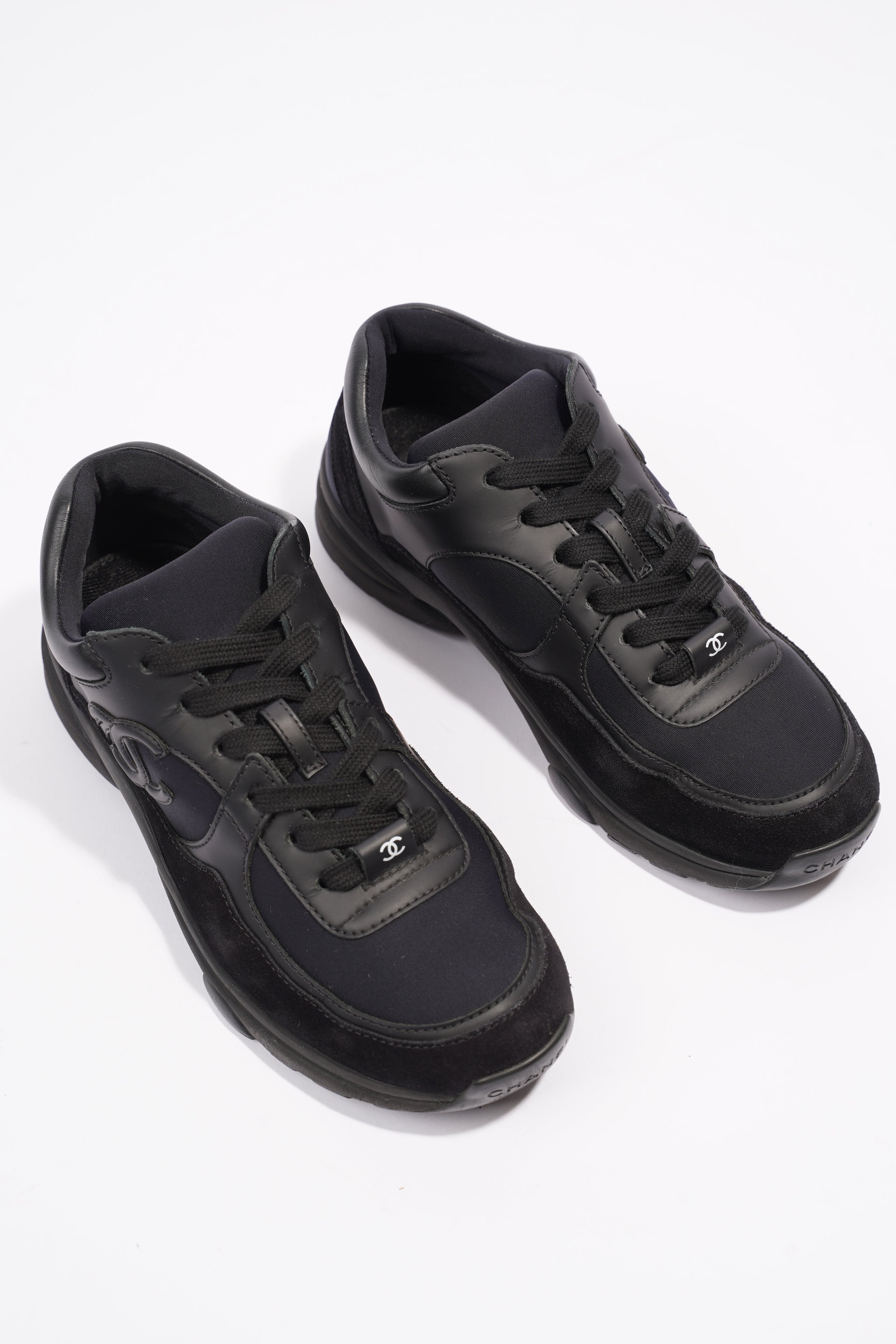 Chanel CC Logo Sneakers Black Suede 36