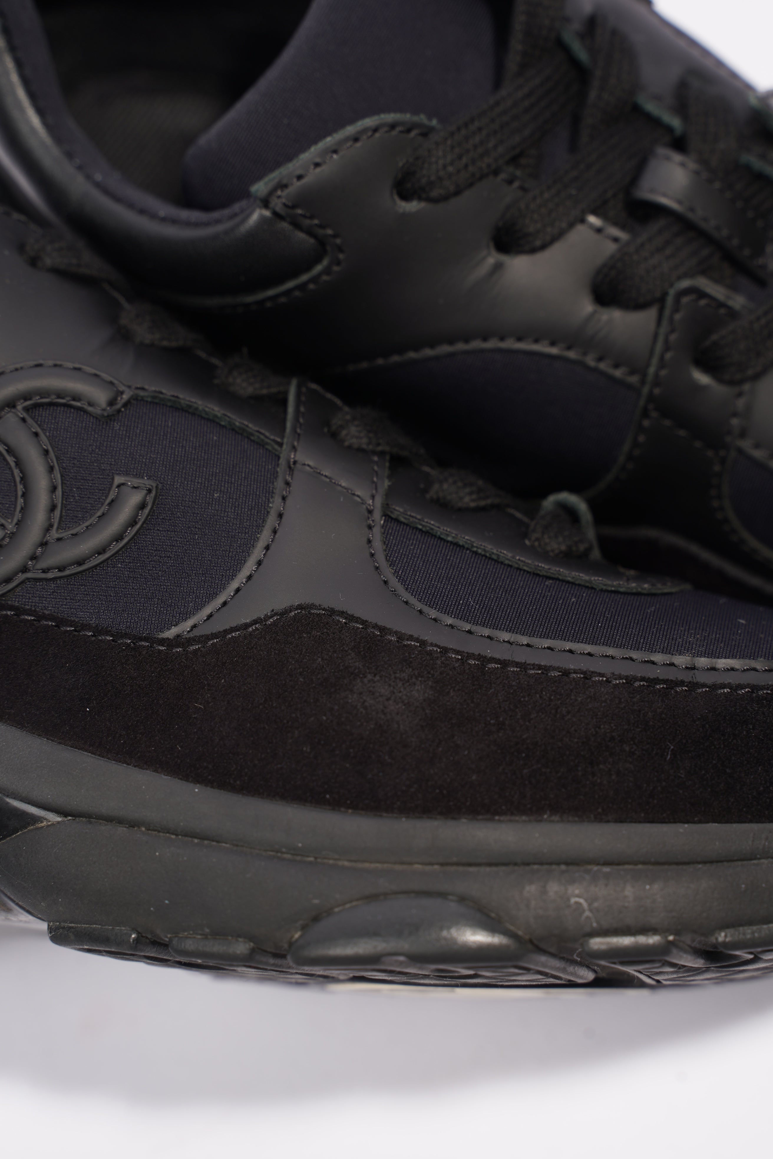 Chanel CC Logo Sneakers Black Suede 36
