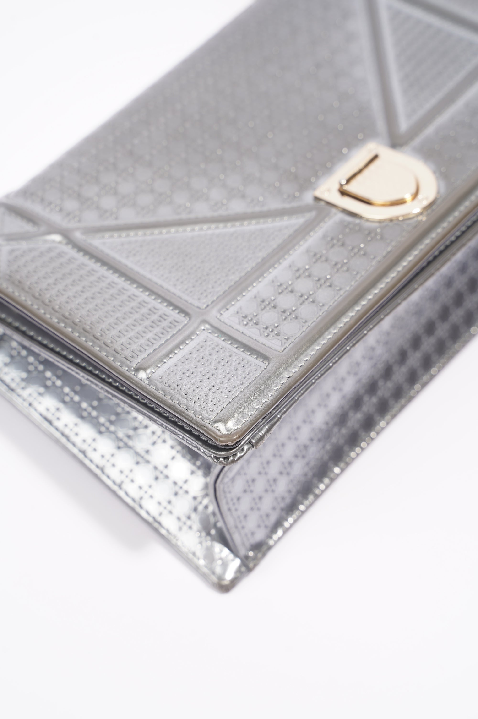 Christian Dior Diorama Silver Patent Leather Small