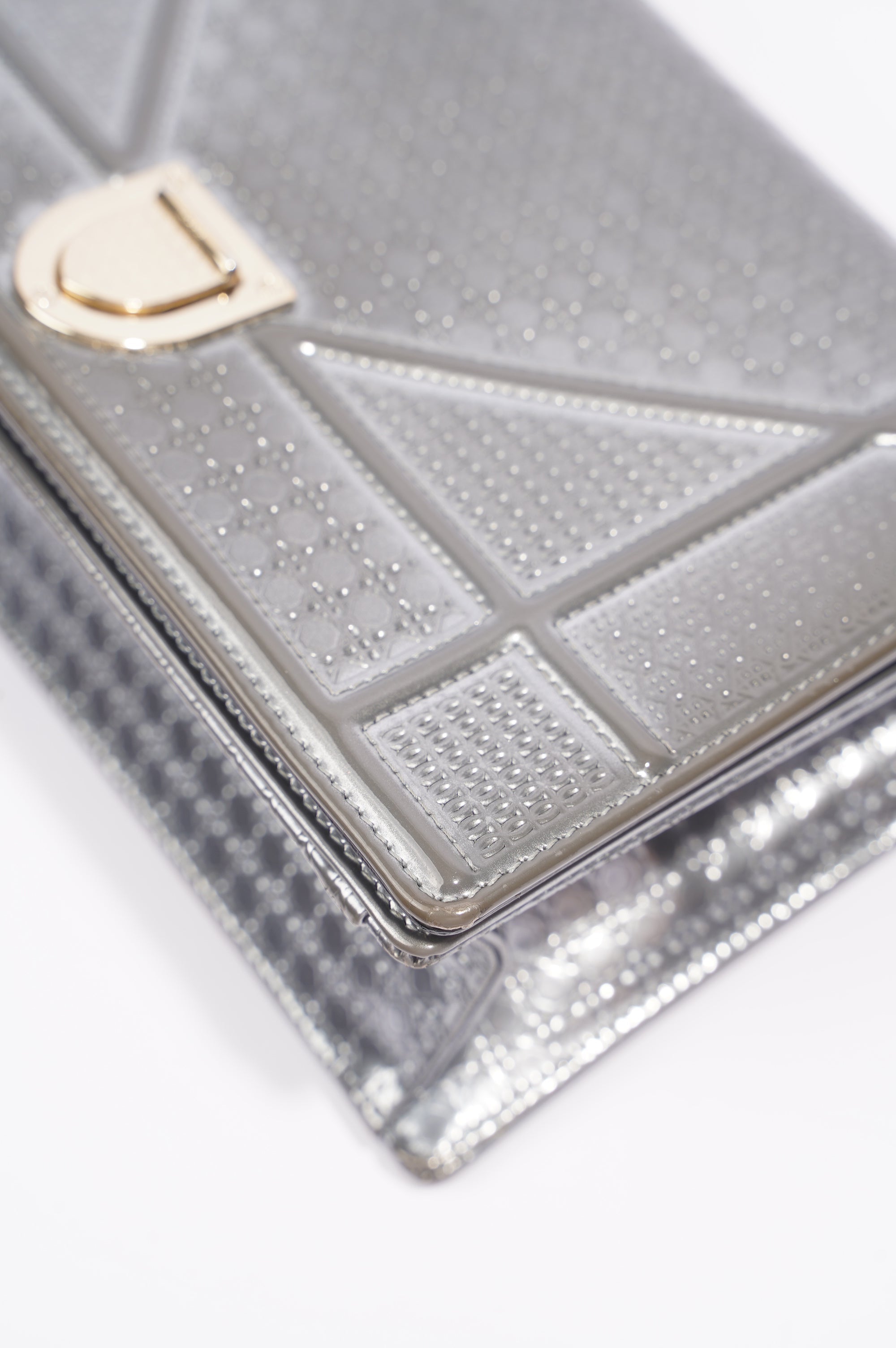 Christian Dior Diorama Silver Patent Leather Small