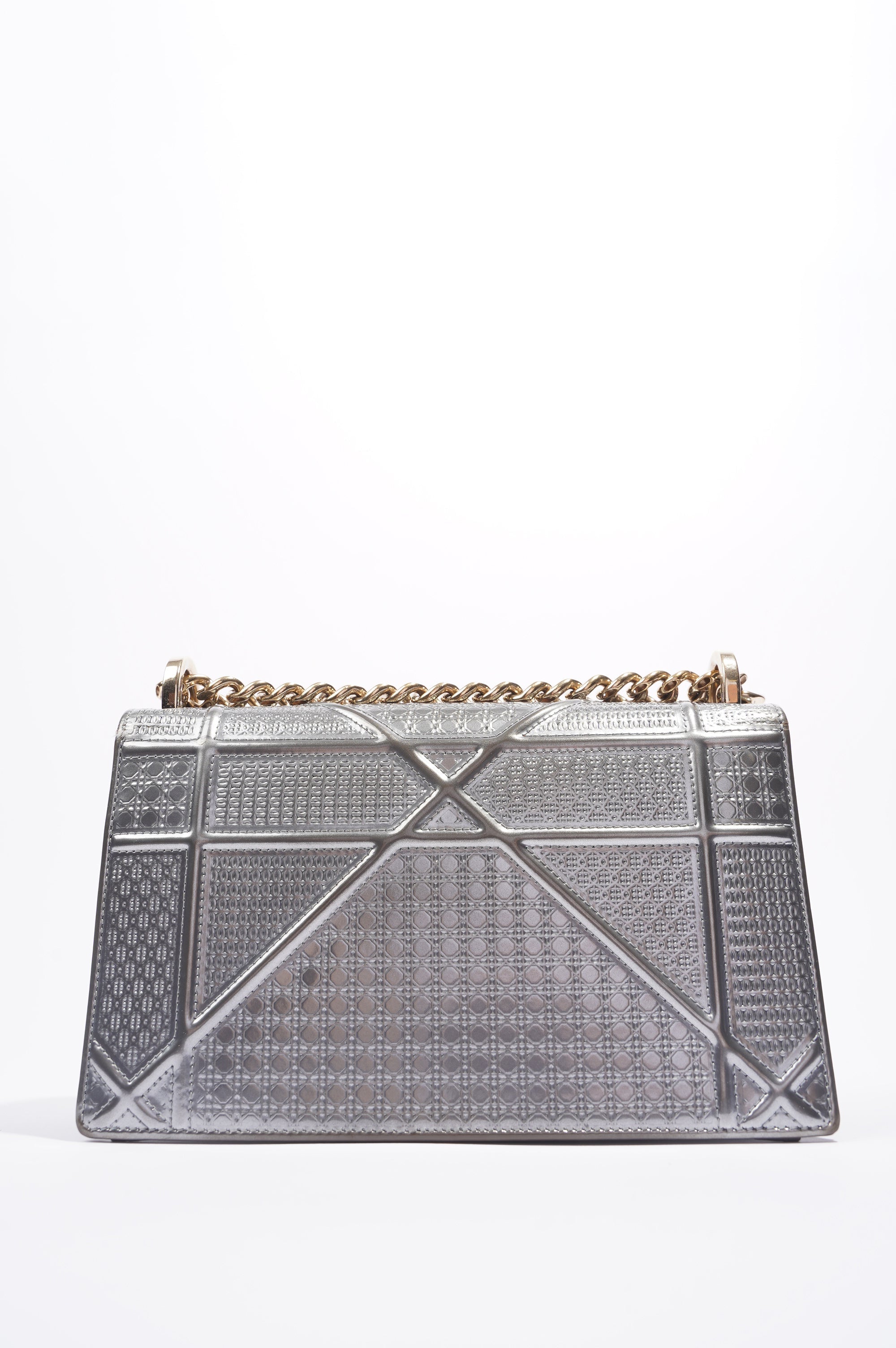 Christian Dior Diorama Silver Patent Leather Small