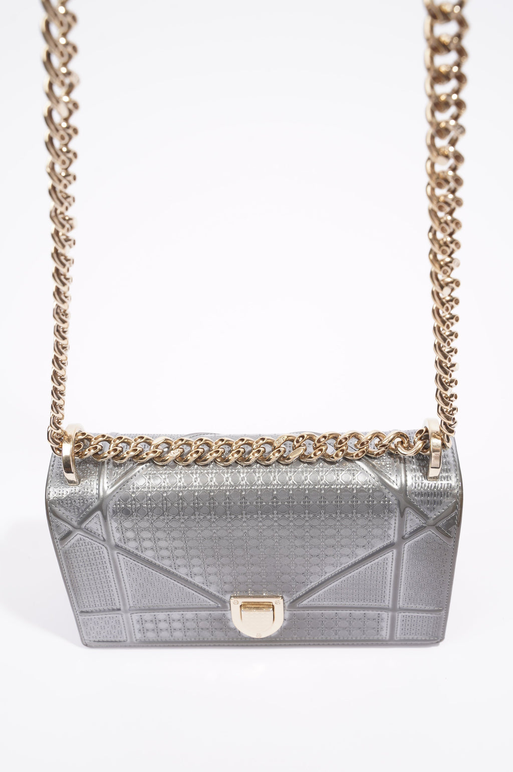 Christian Dior Diorama Silver Patent Leather Small