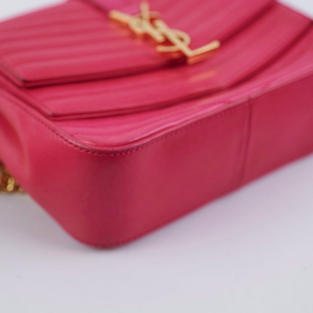 Saint Laurent Small Sulpice Chevron Pink Crossbody Bag