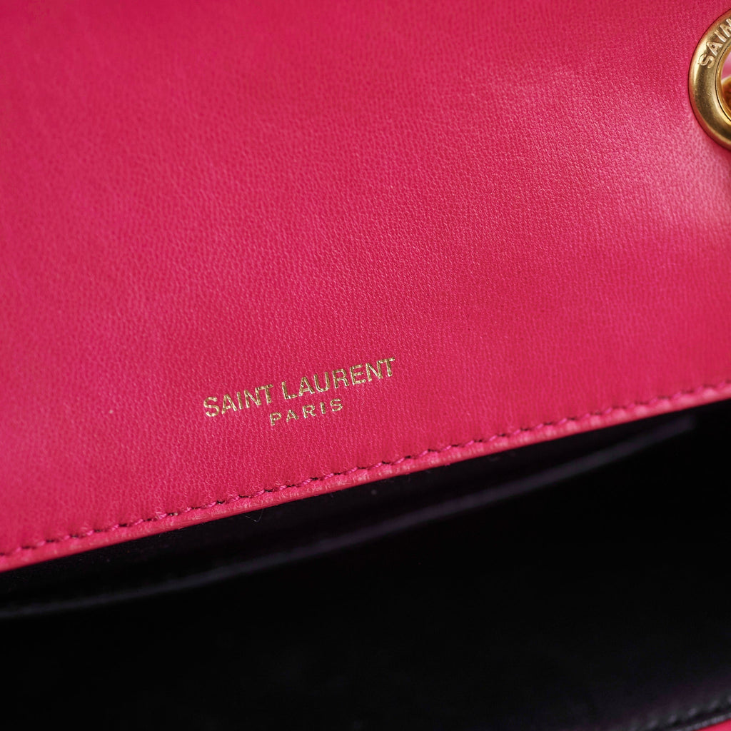 Saint Laurent Small Sulpice Chevron Pink Crossbody Bag