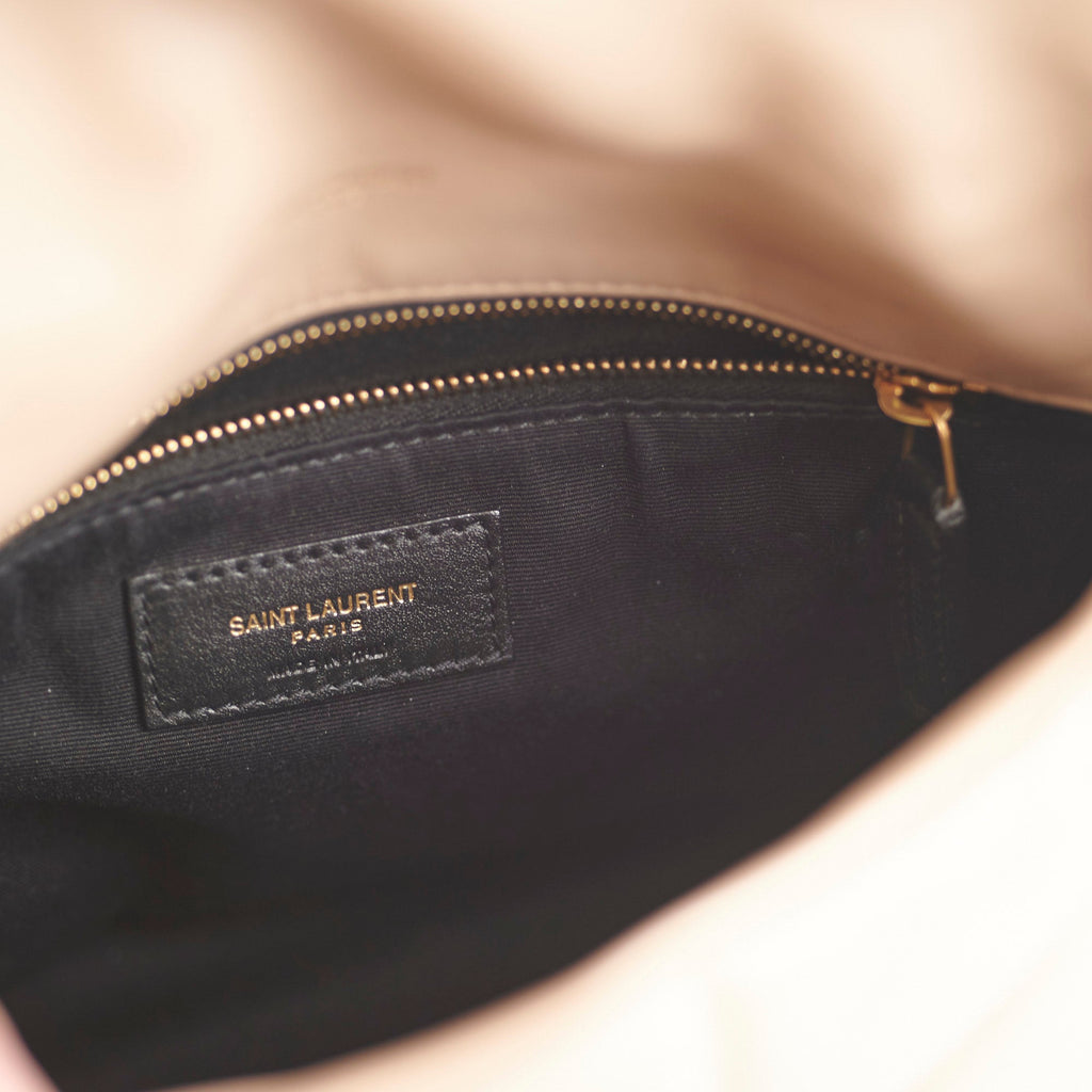 Saint Laurent Small Puffer Lou Beige Shoulder Bag