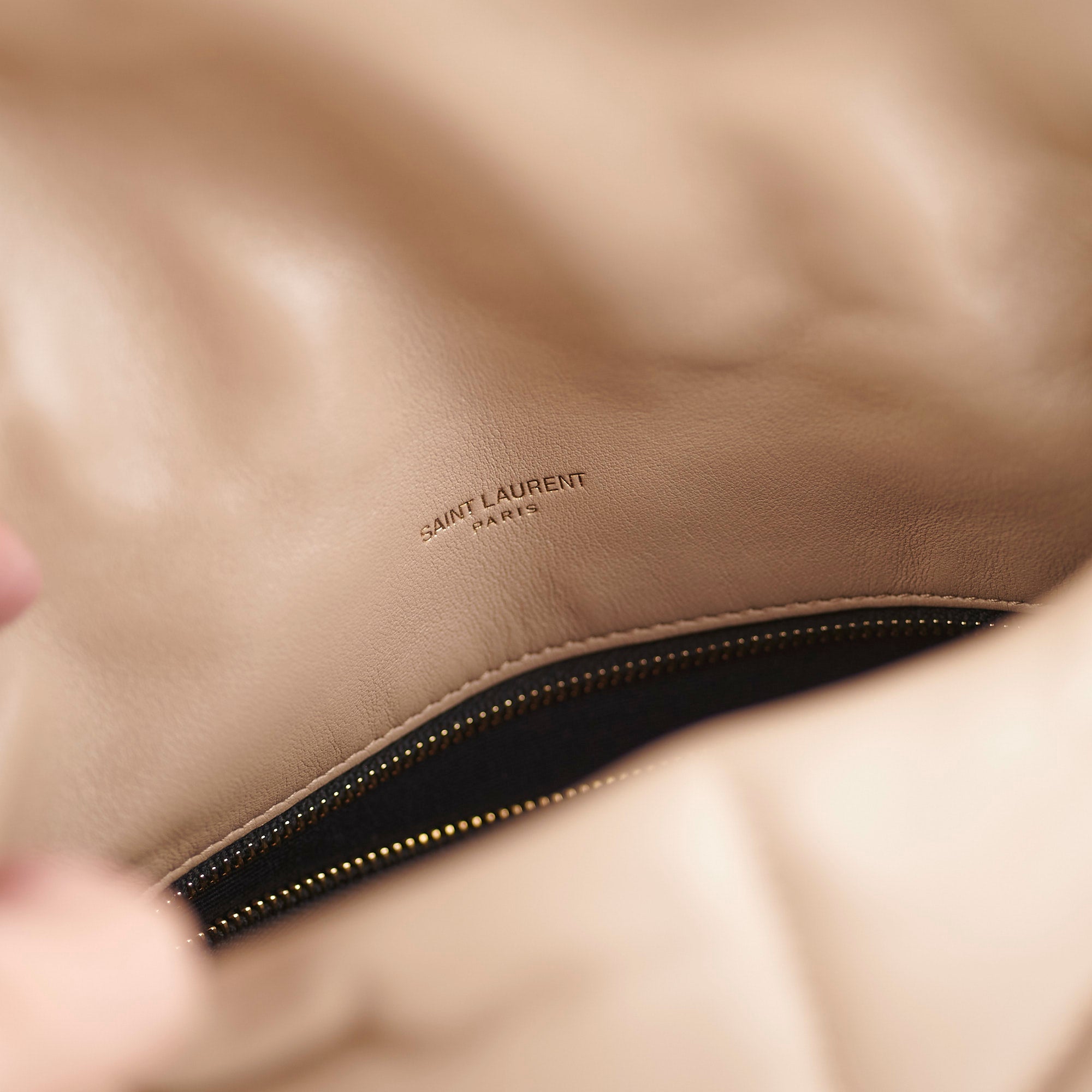 Saint Laurent Small Puffer Lou Beige Shoulder Bag