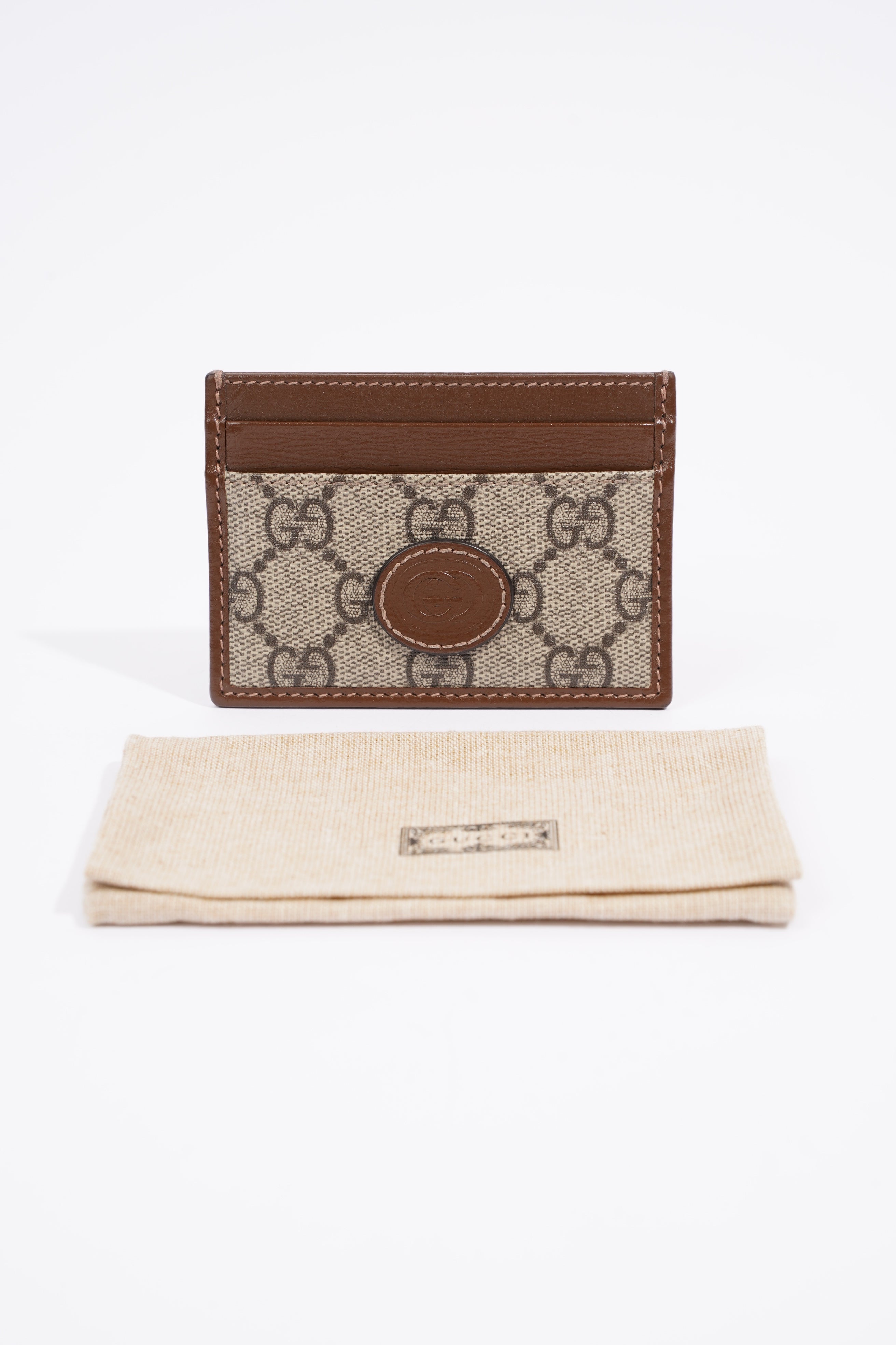 Gucci Card Case With Interlocking G GG Supreme Coated Canvas
