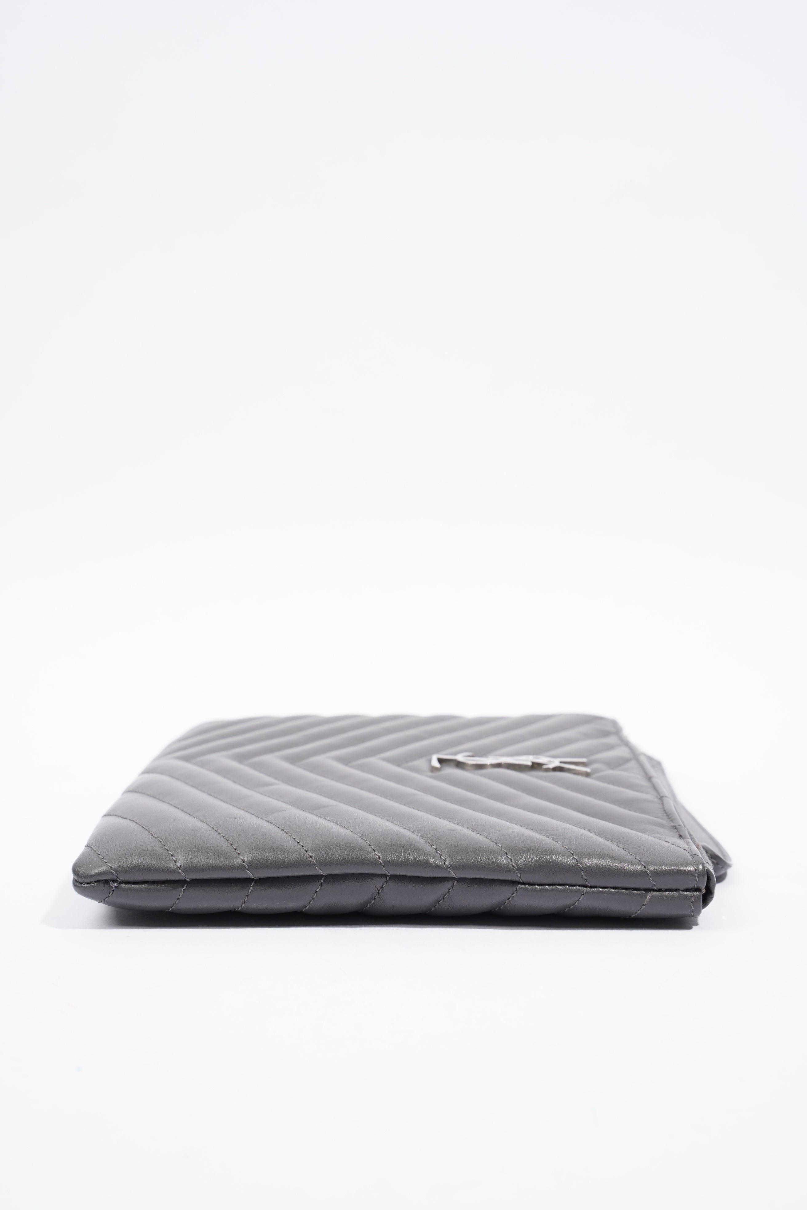 Saint Laurent Jolie Clutch Bag Storm Calfskin Leather