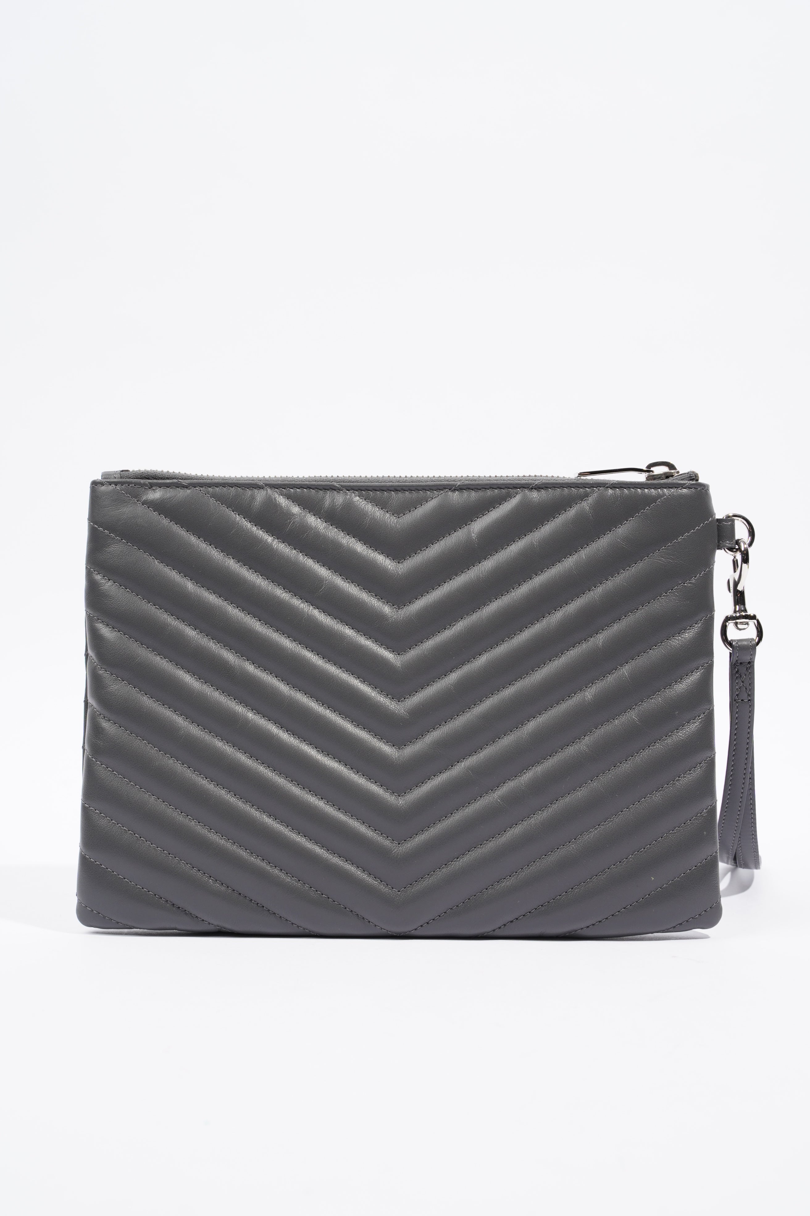 Saint Laurent Jolie Clutch Bag Storm Calfskin Leather