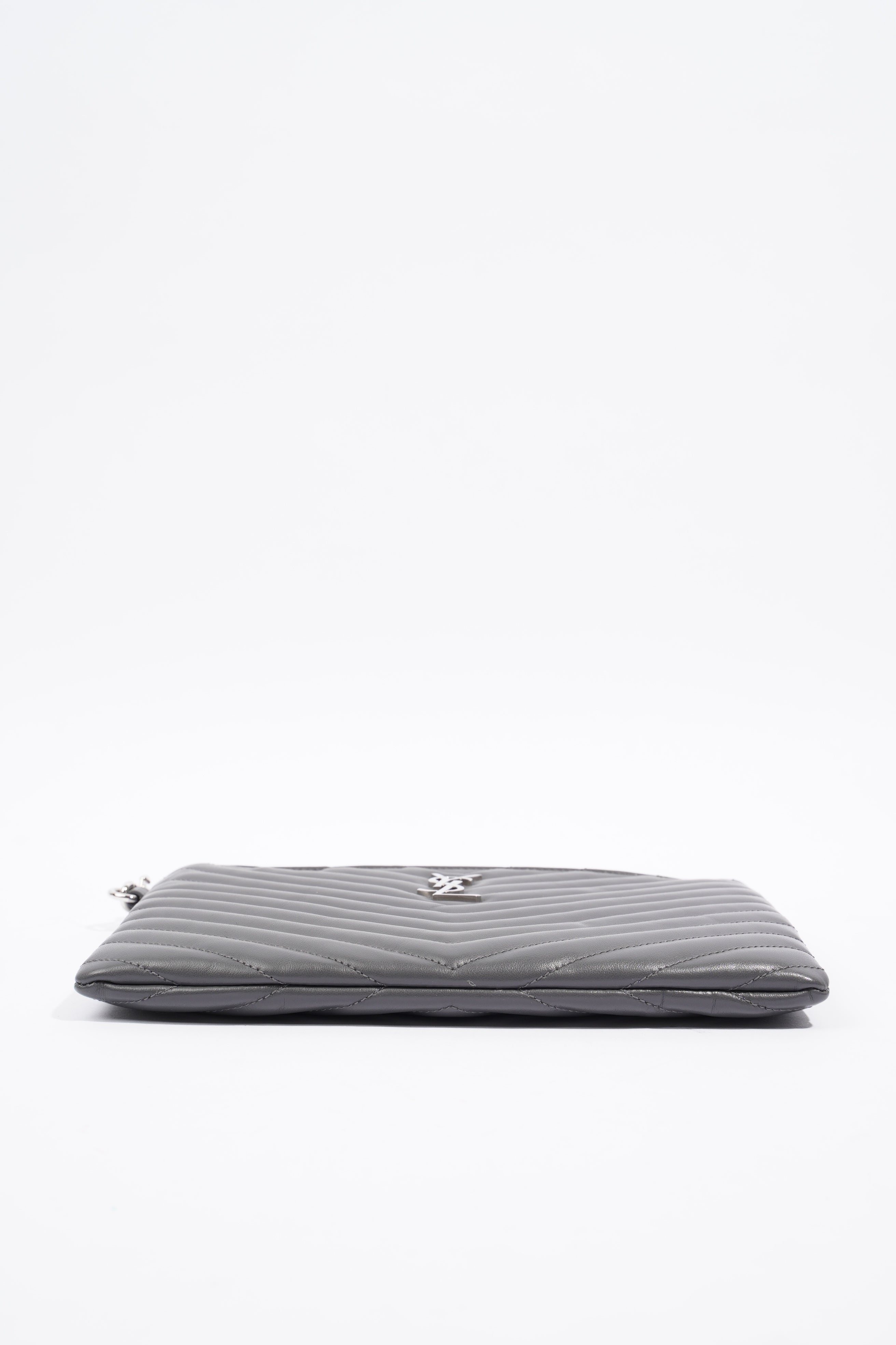 Saint Laurent Jolie Clutch Bag Storm Calfskin Leather