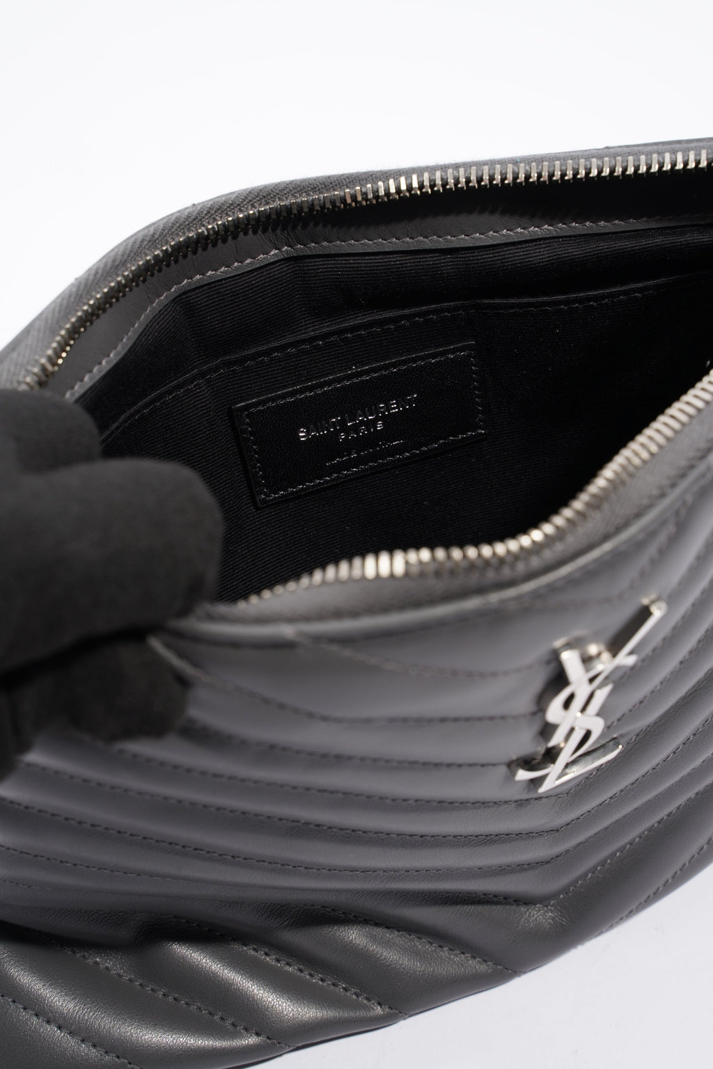 Saint Laurent Jolie Clutch Bag Storm Calfskin Leather