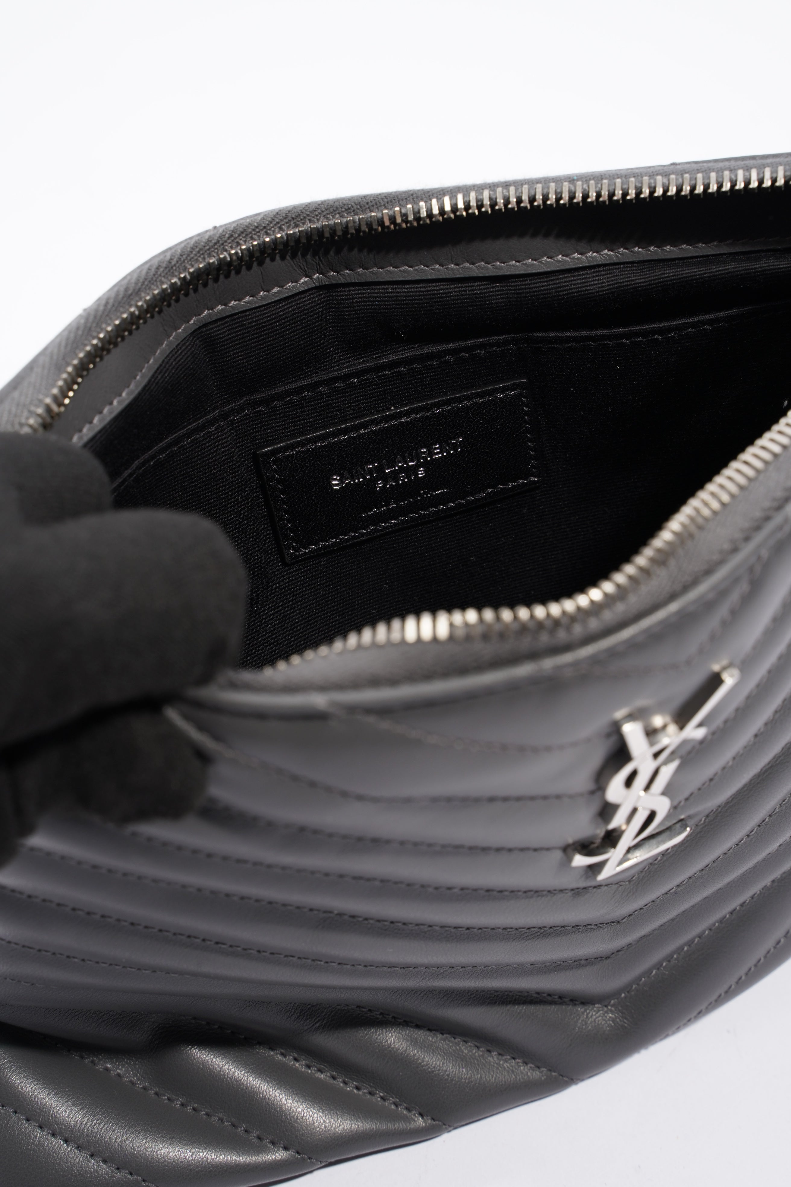Saint Laurent Jolie Clutch Bag Storm Calfskin Leather