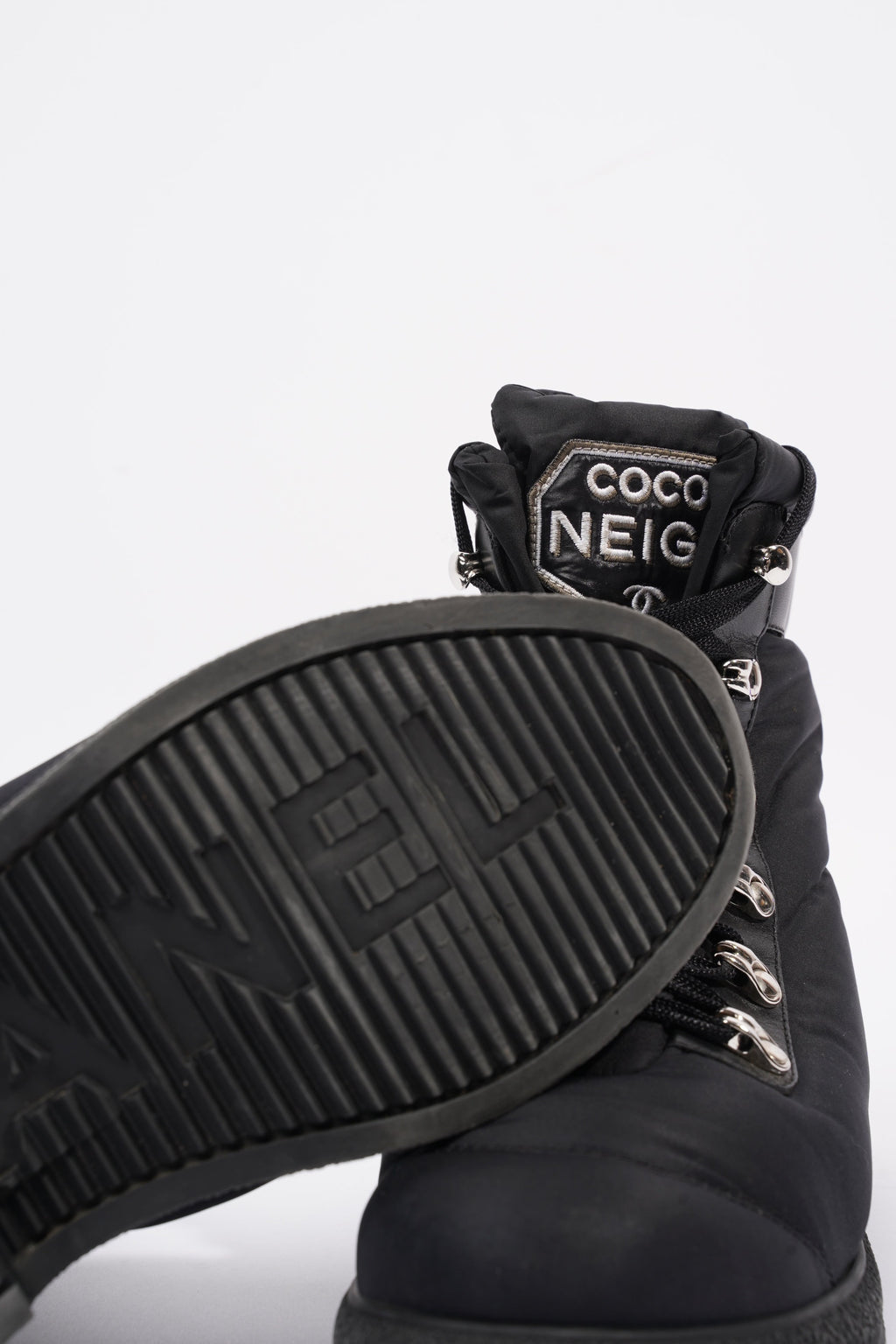 Chanel Coco Neige Black Nylon EU 37 UK 4