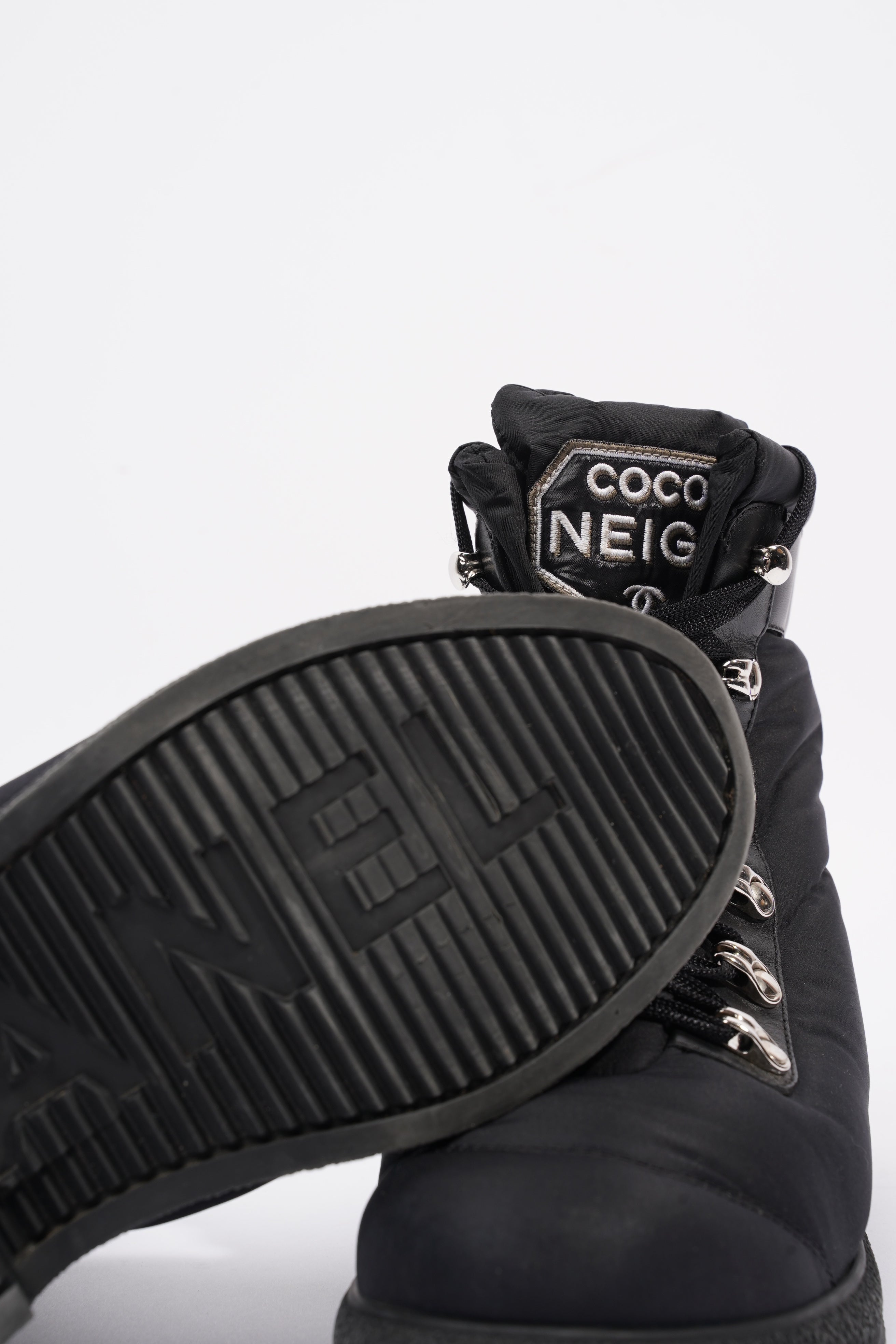 Chanel Coco Neige Black Nylon EU 37 UK 4