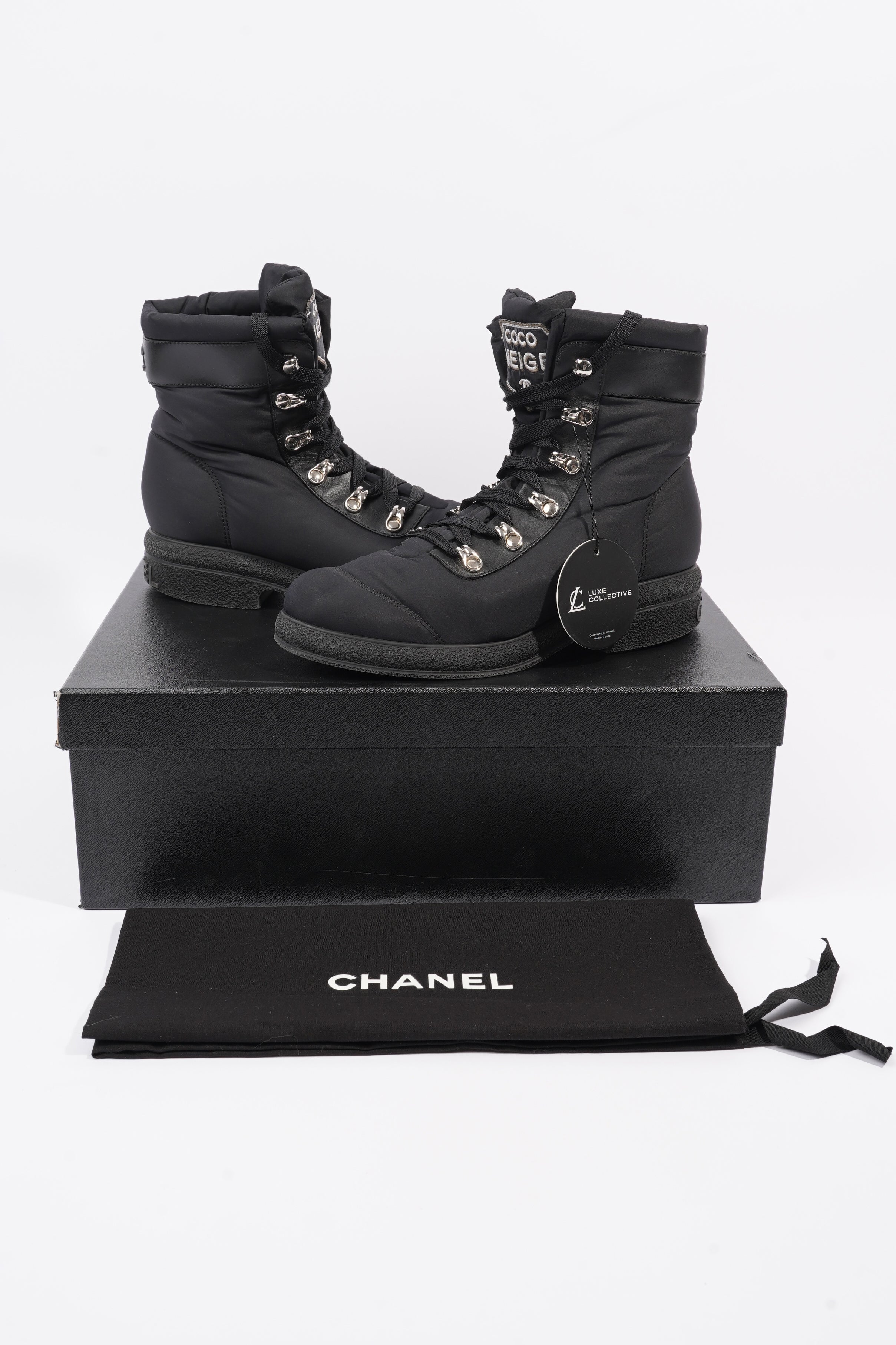 Chanel Coco Neige Black Nylon EU 37 UK 4