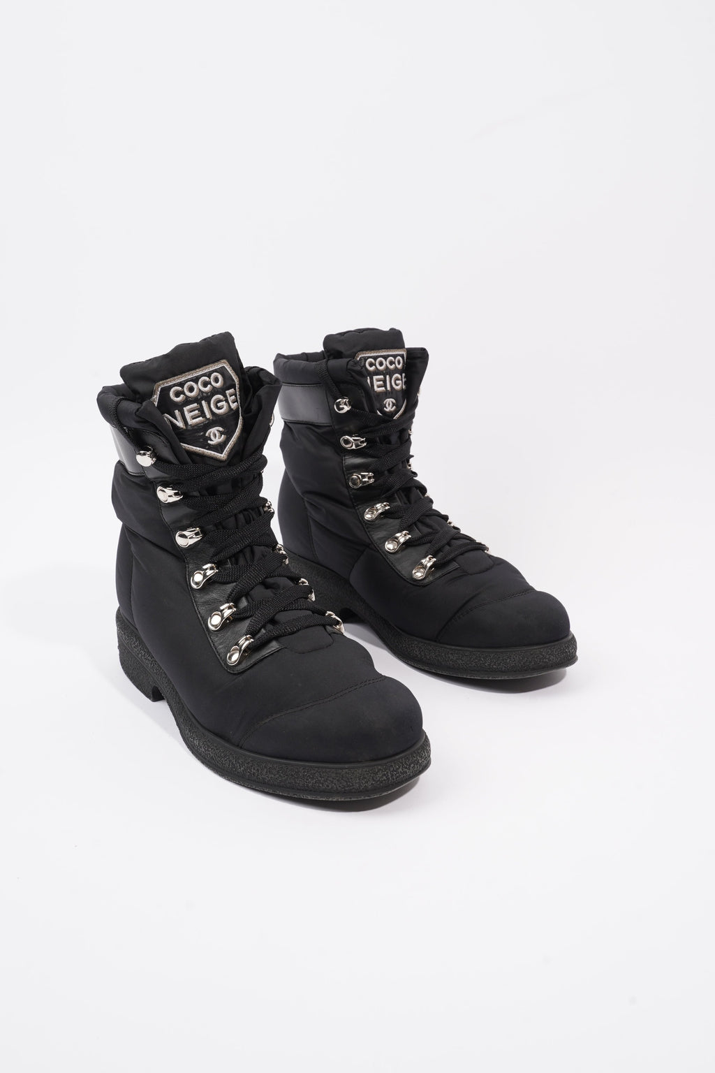 Chanel Coco Neige Black Nylon EU 37 UK 4