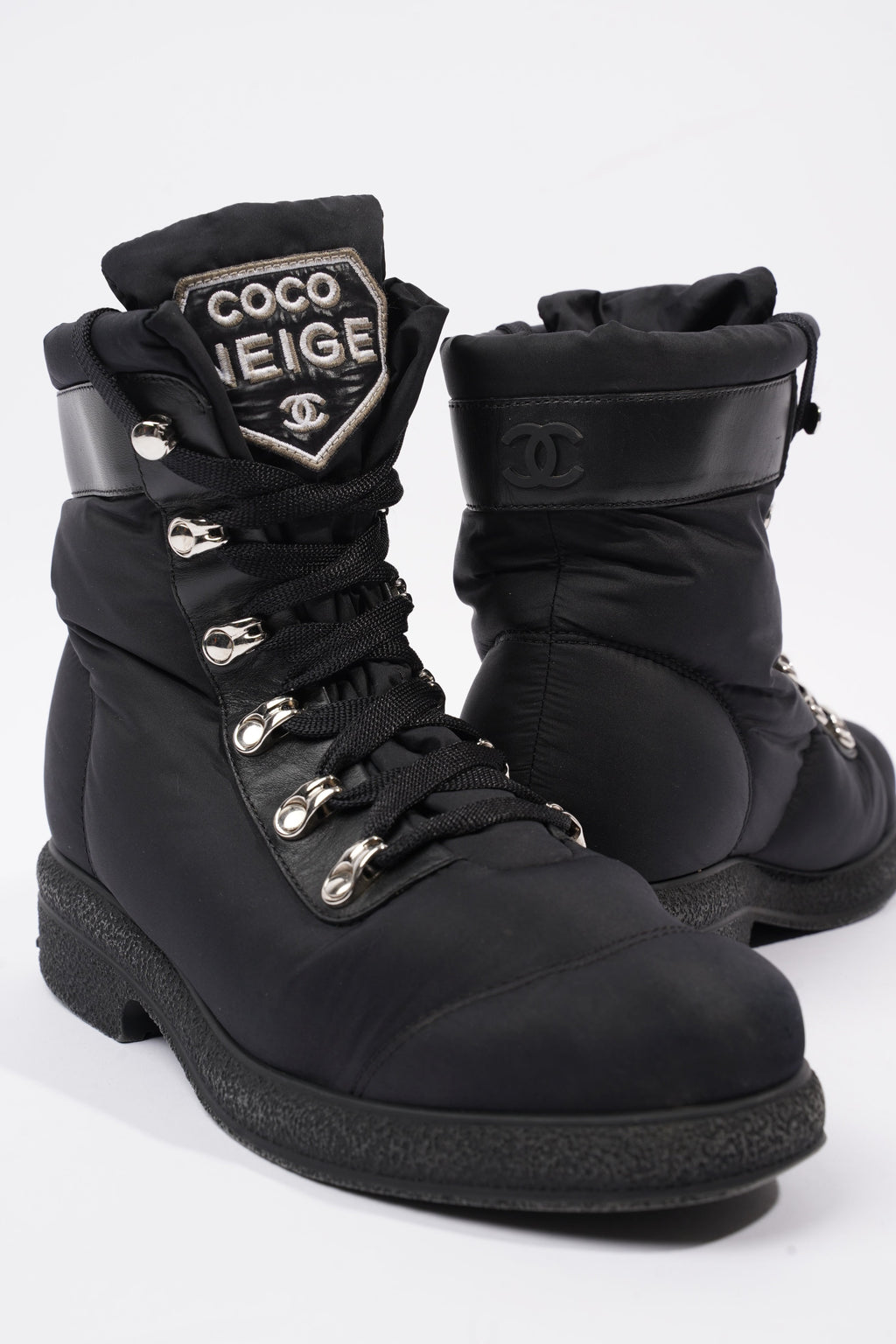 Chanel Coco Neige Black Nylon EU 37 UK 4