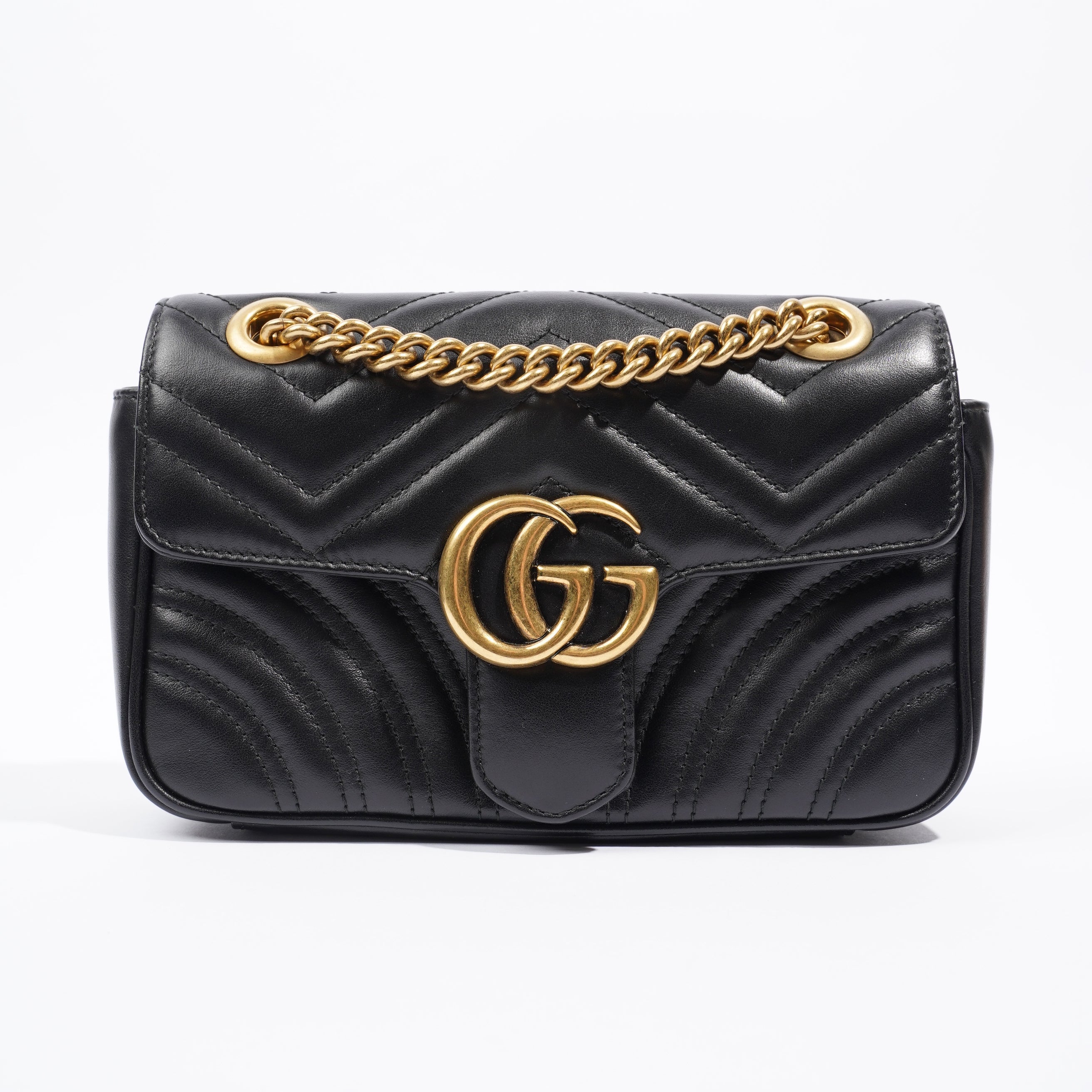 Gucci Marmont Flap Black Matelasse Leather Mini