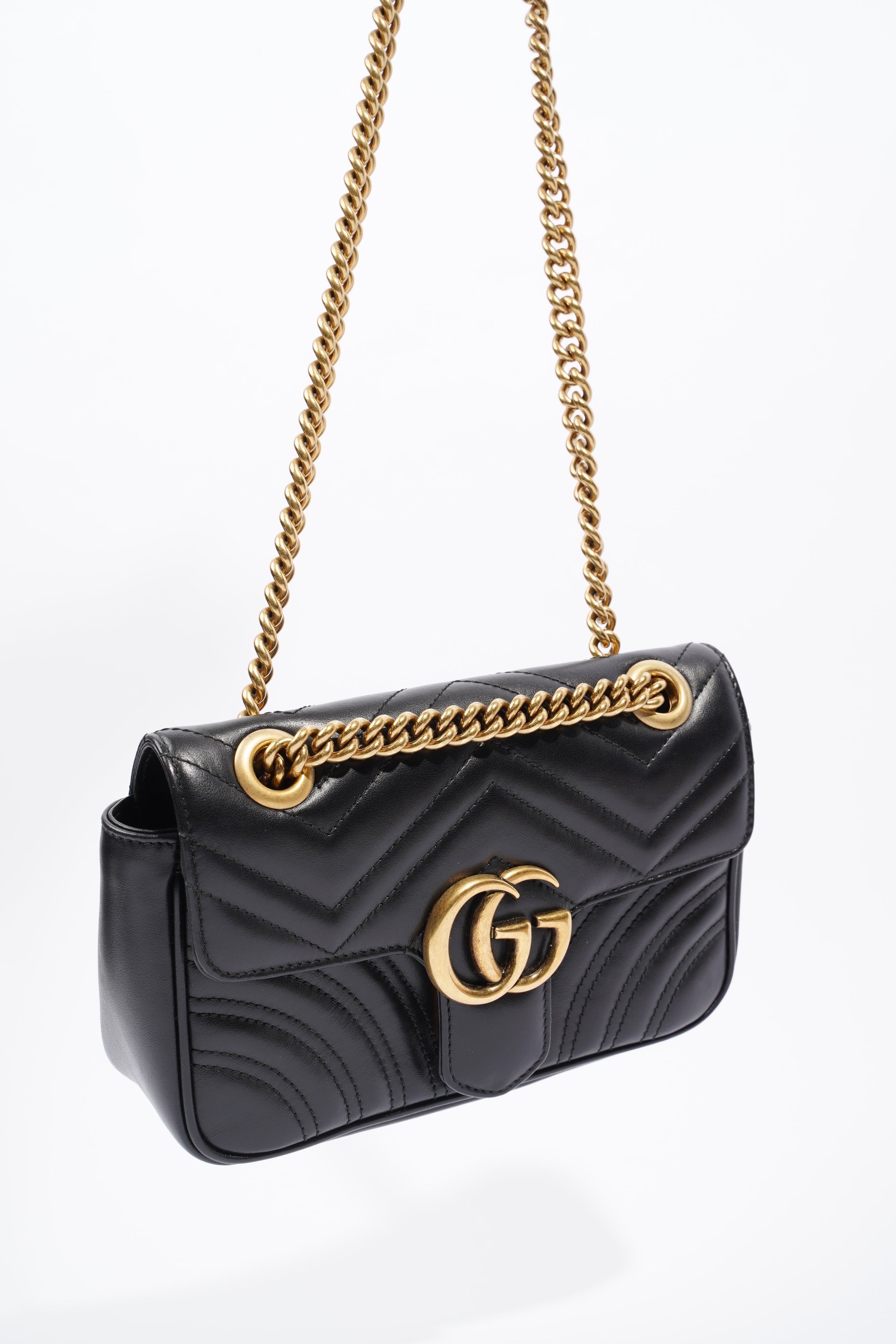 Gucci Marmont Flap Black Matelasse Leather Mini