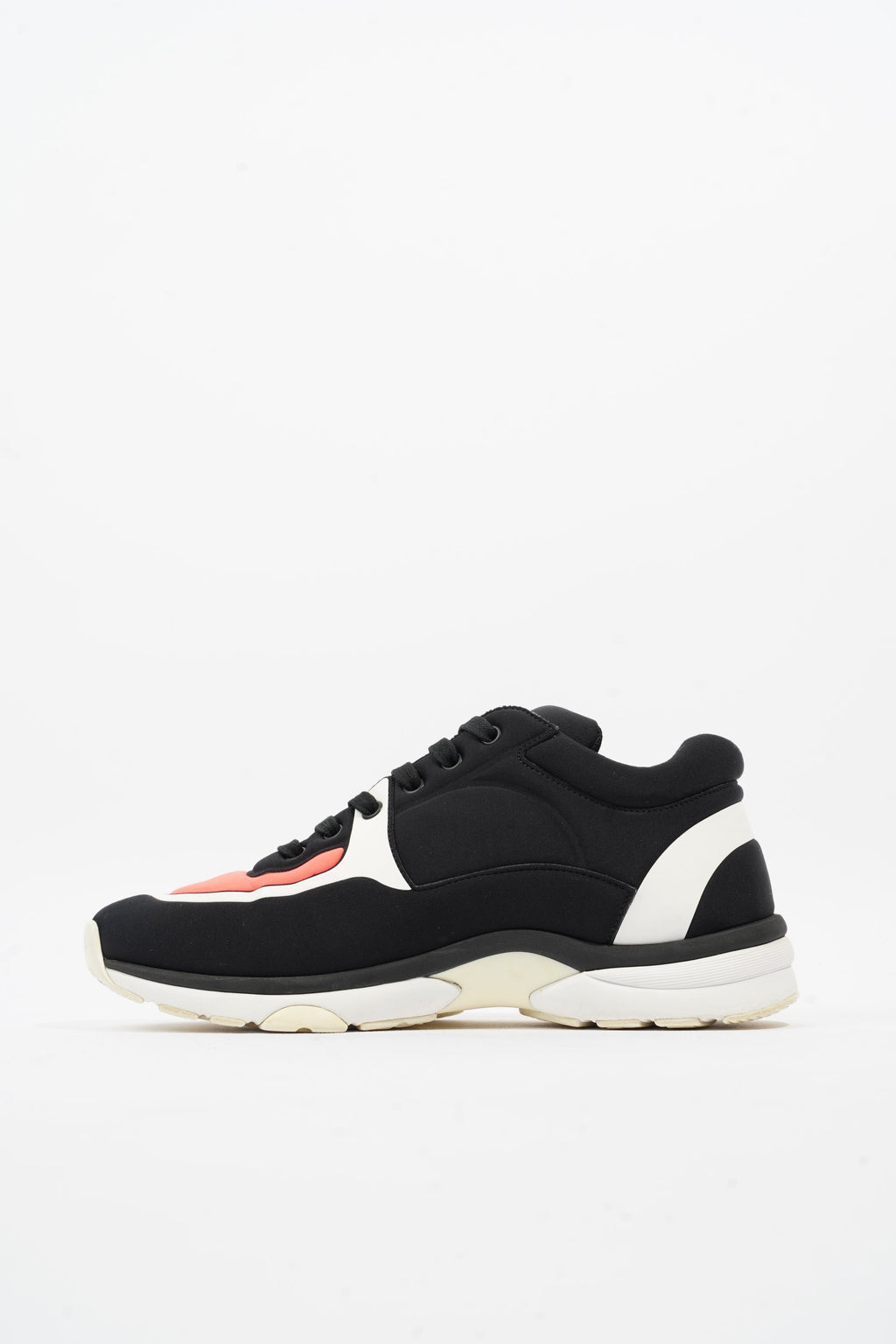 Chanel CC Logo Sneaker Black / White / Pink Nylon EU 39.5 UK 6.5