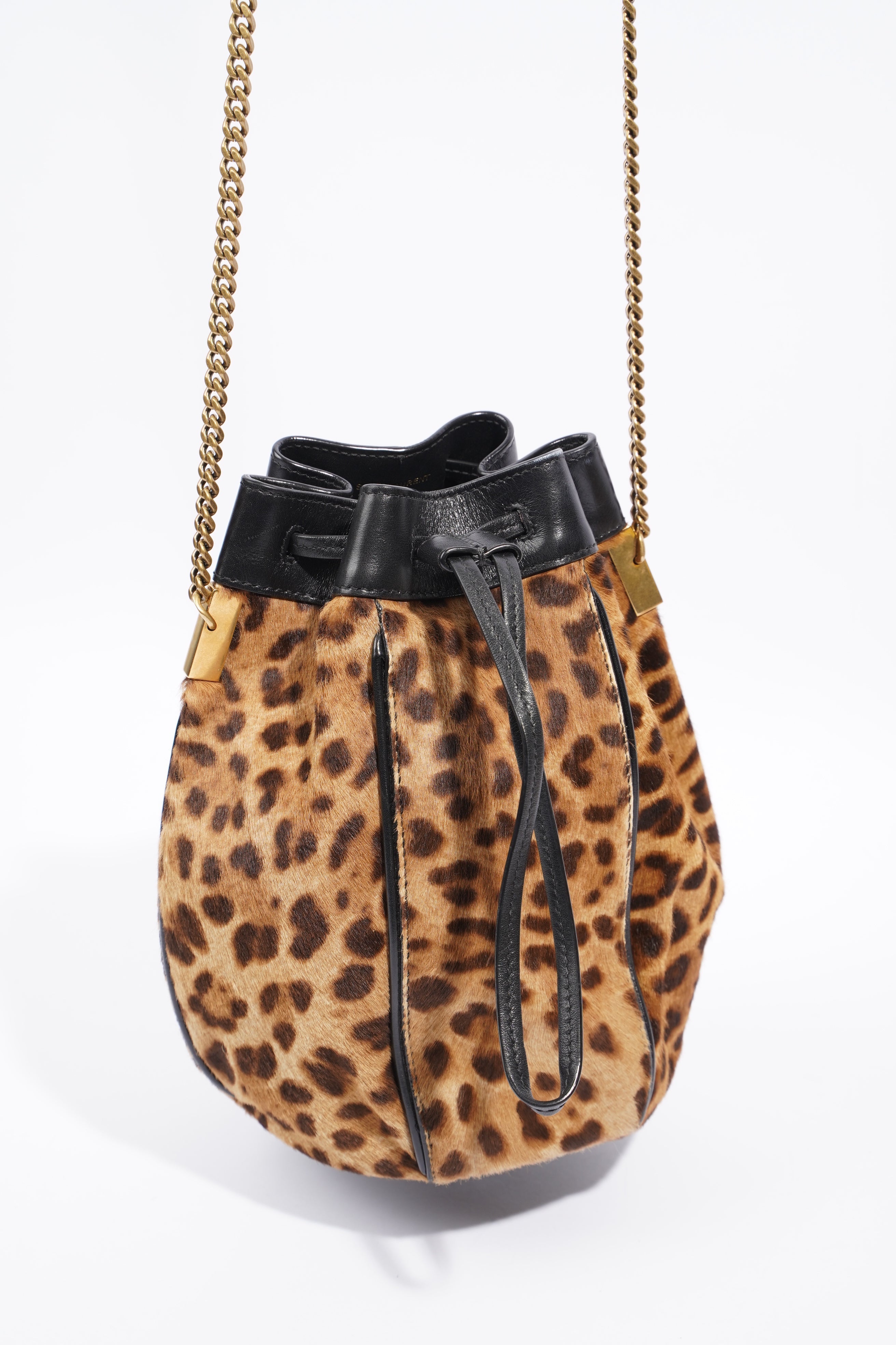 Saint Laurent Talitha Ponyskin-Look Lepoard Print Pony Hair Medium