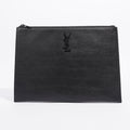 Saint Laurent Croc Embossed Document Holder Black Embossed Leather