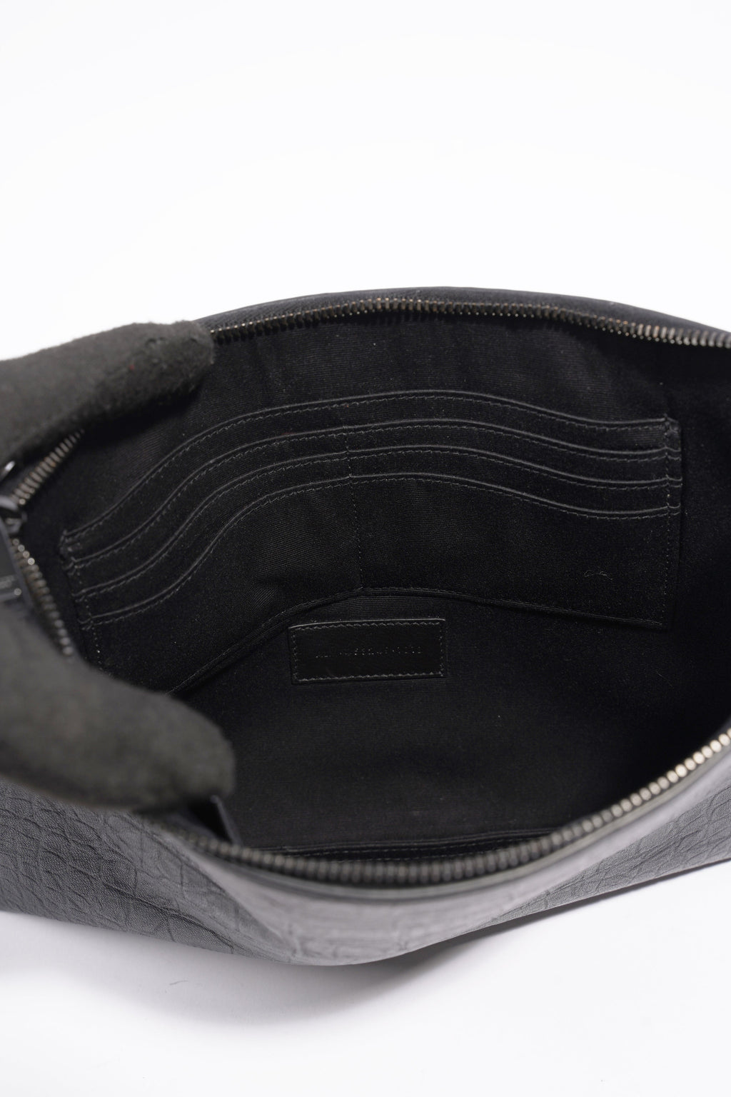 Saint Laurent Croc Embossed Document Holder Black Embossed Leather